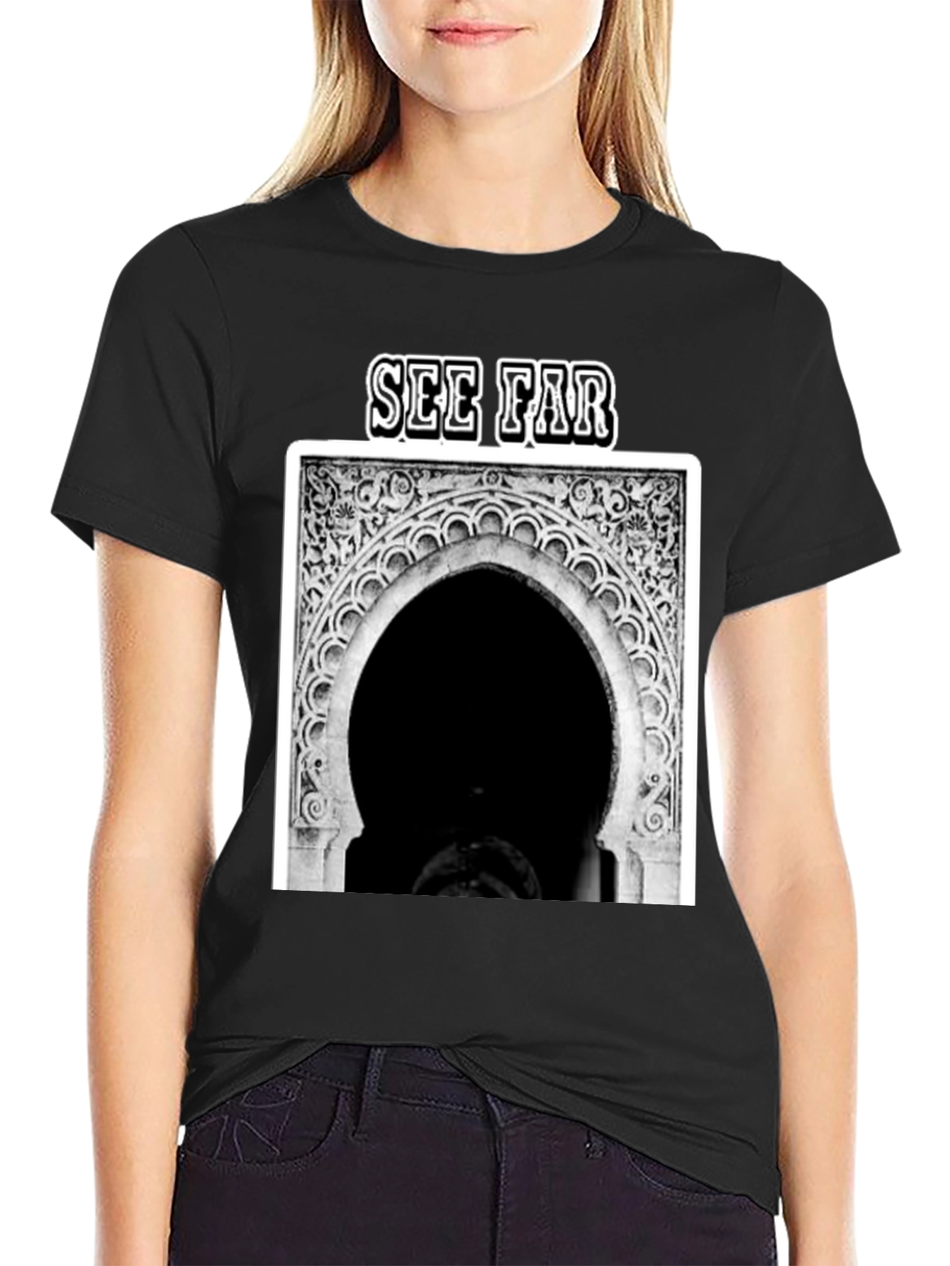See Far Black Graphic Tee