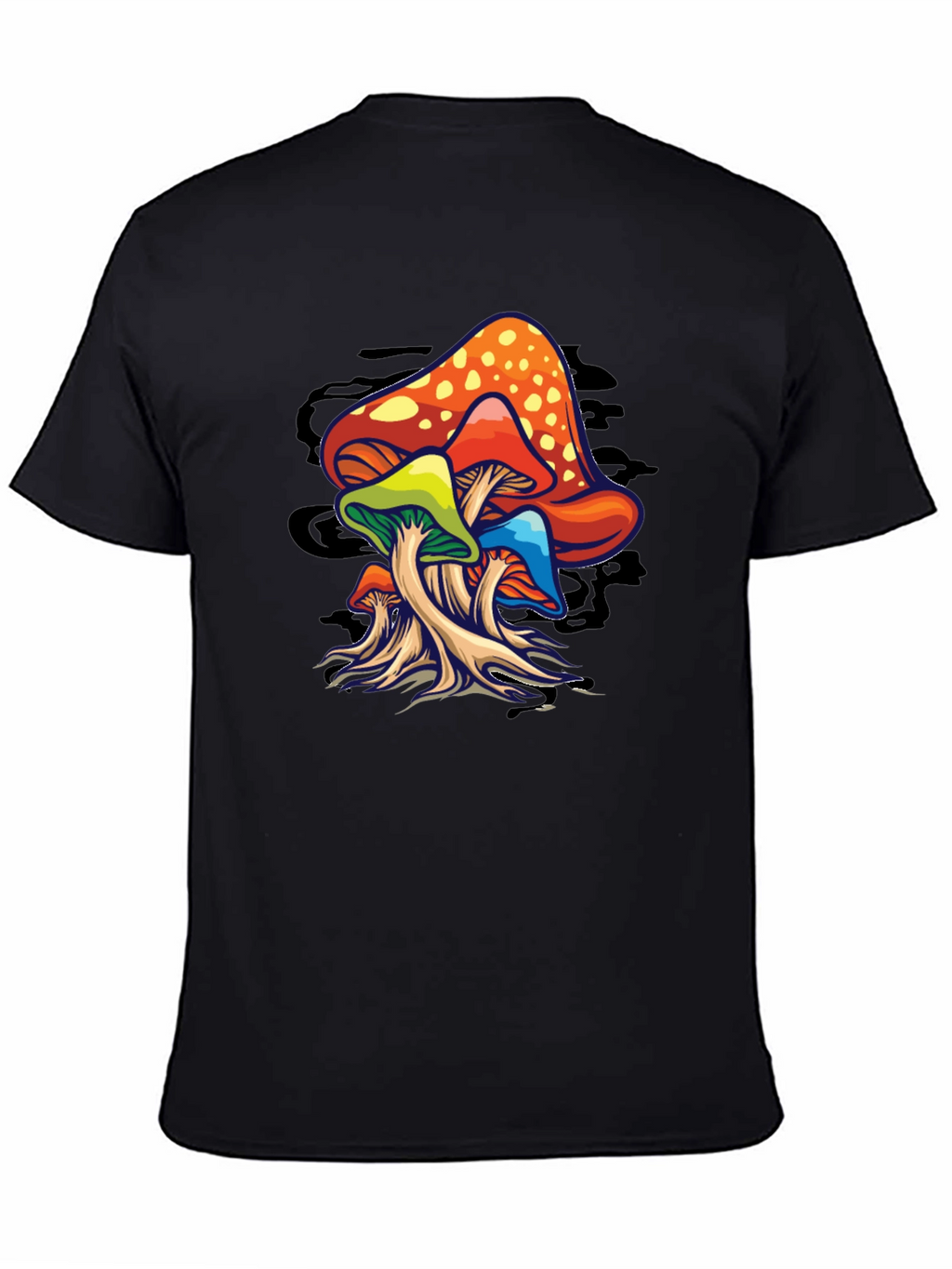 Psychedelic Mushroom Graphic T-Shirt - Black