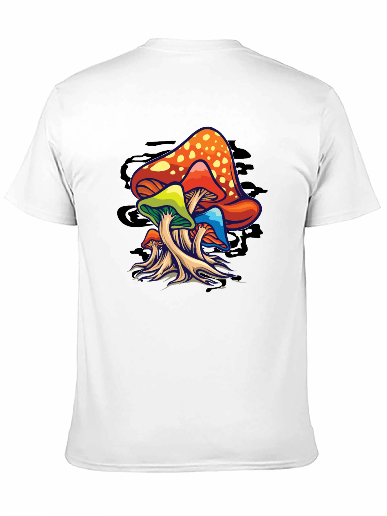 Psychedelic Mushroom Graphic T-Shirt - Black