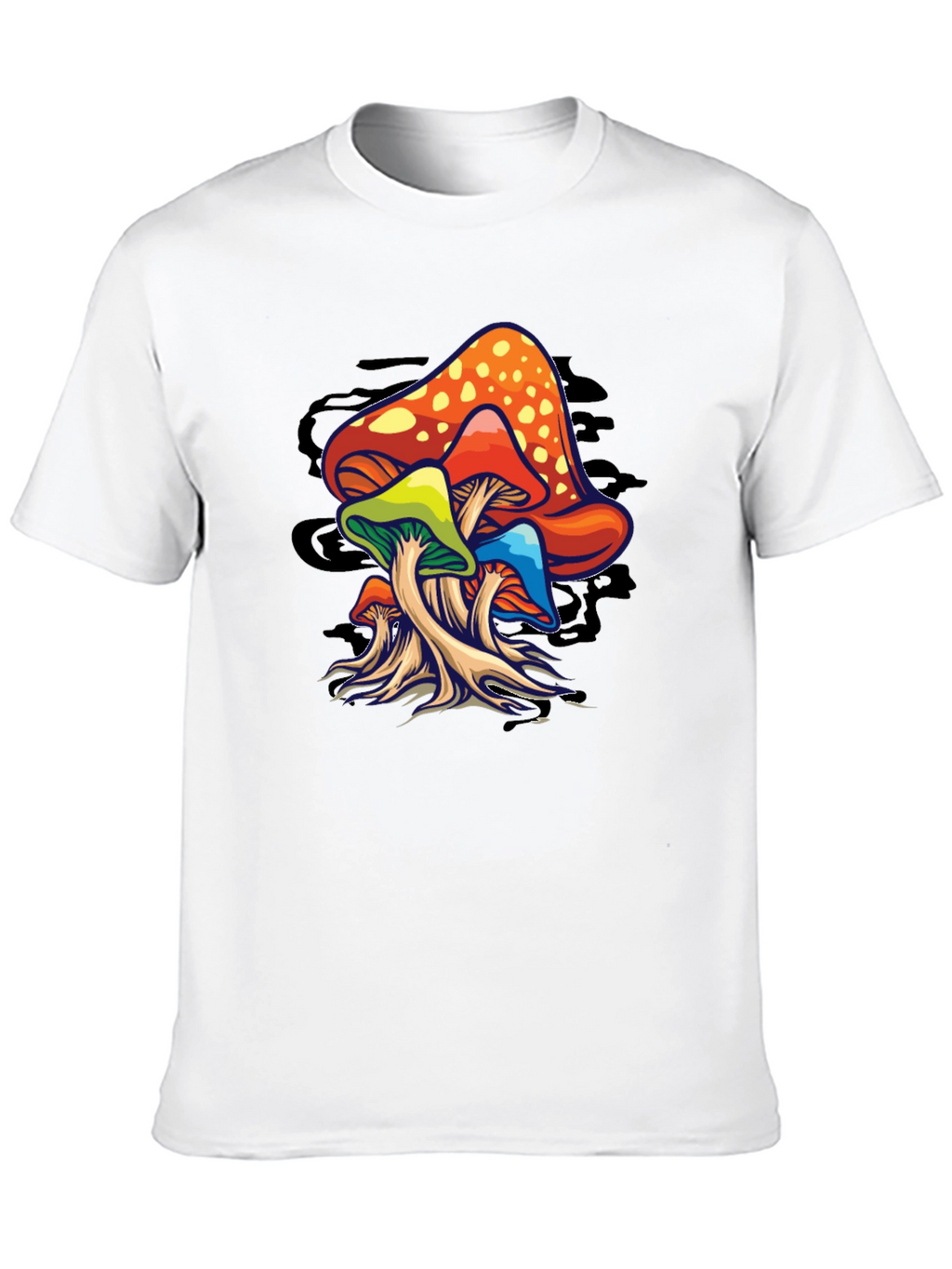 Psychedelic Mushroom Graphic T-Shirt - Black