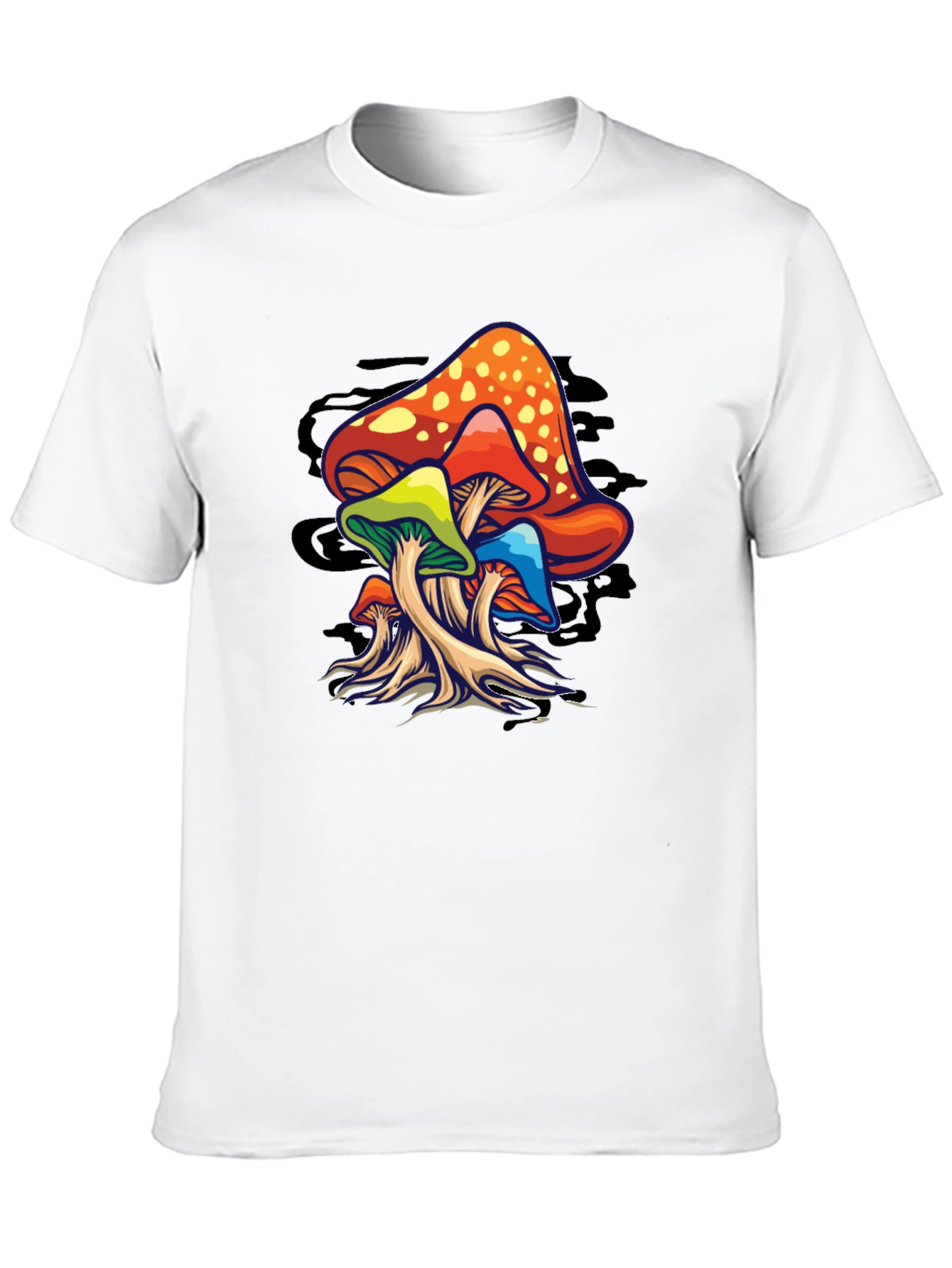 Psychedelic Mushroom Graphic T-Shirt - Black
