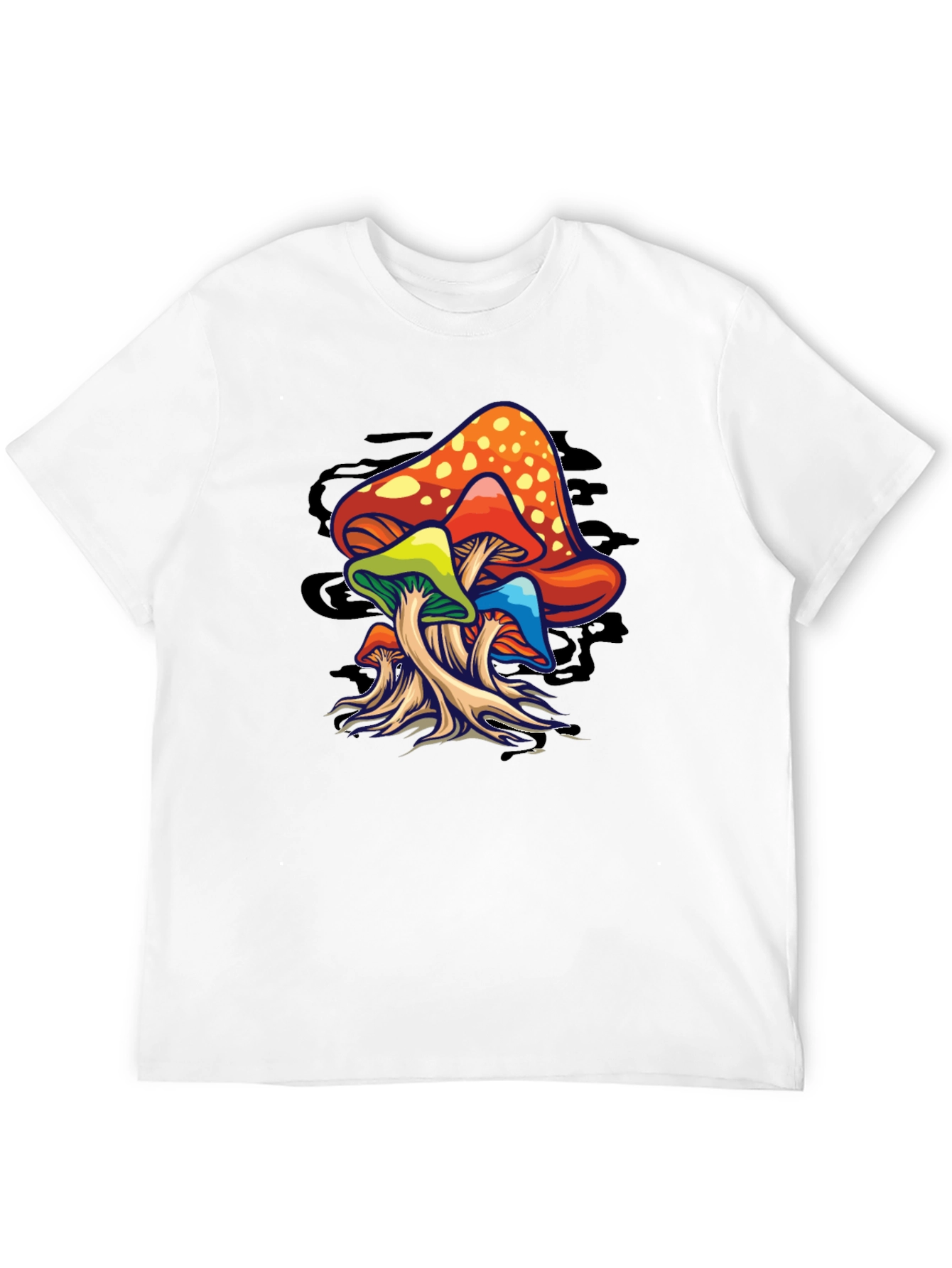Psychedelic Mushroom Graphic T-Shirt - Black
