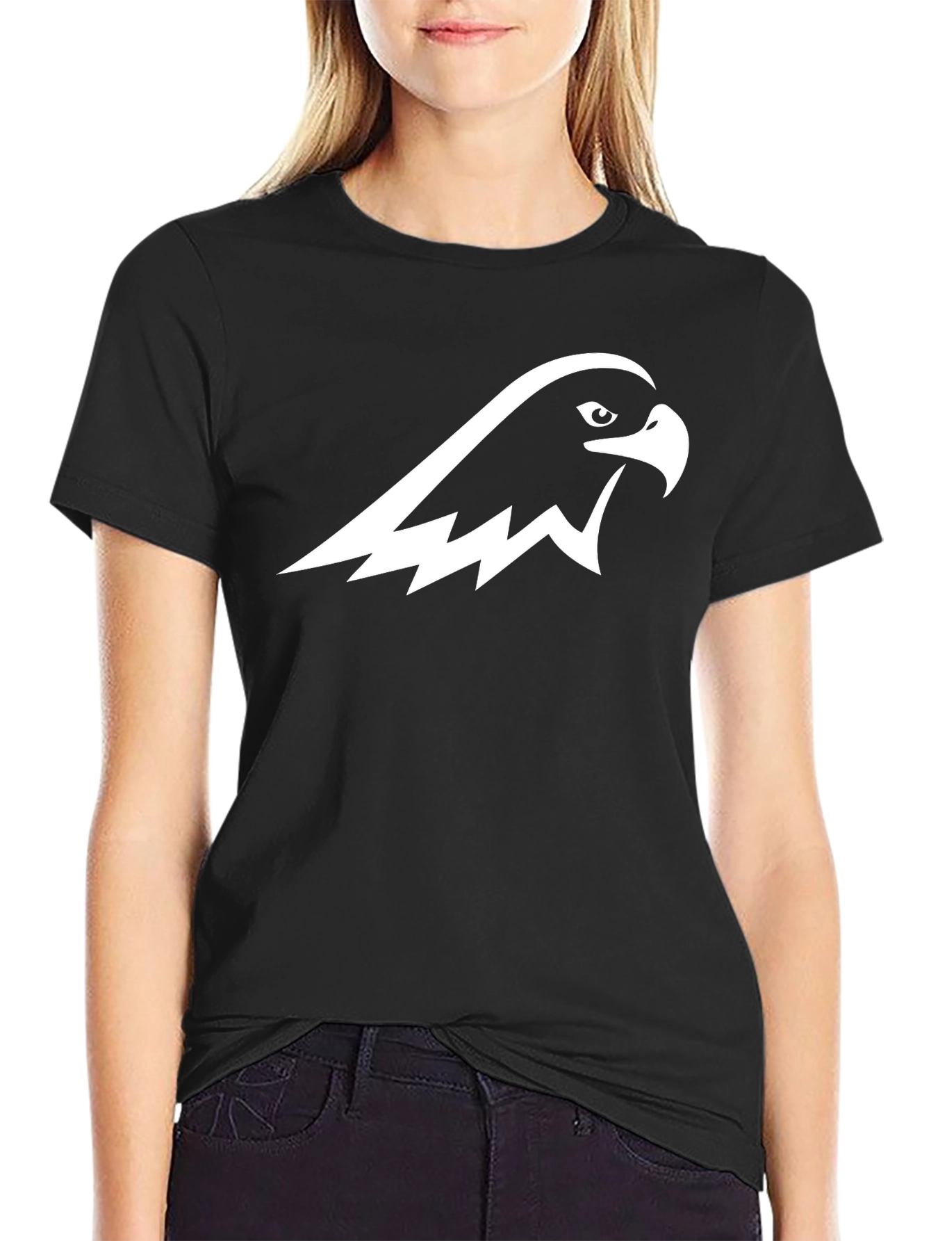 Black T-Shirt with Hawk Graphic