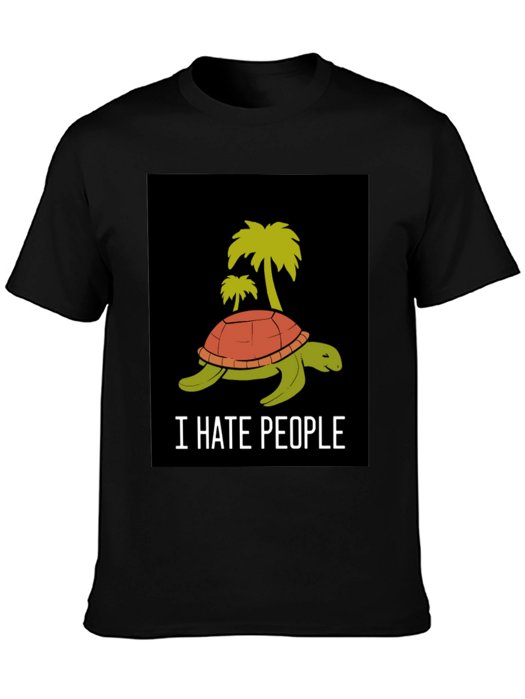 I Hate People Turtle Palm Tree Graphic T-Shirt