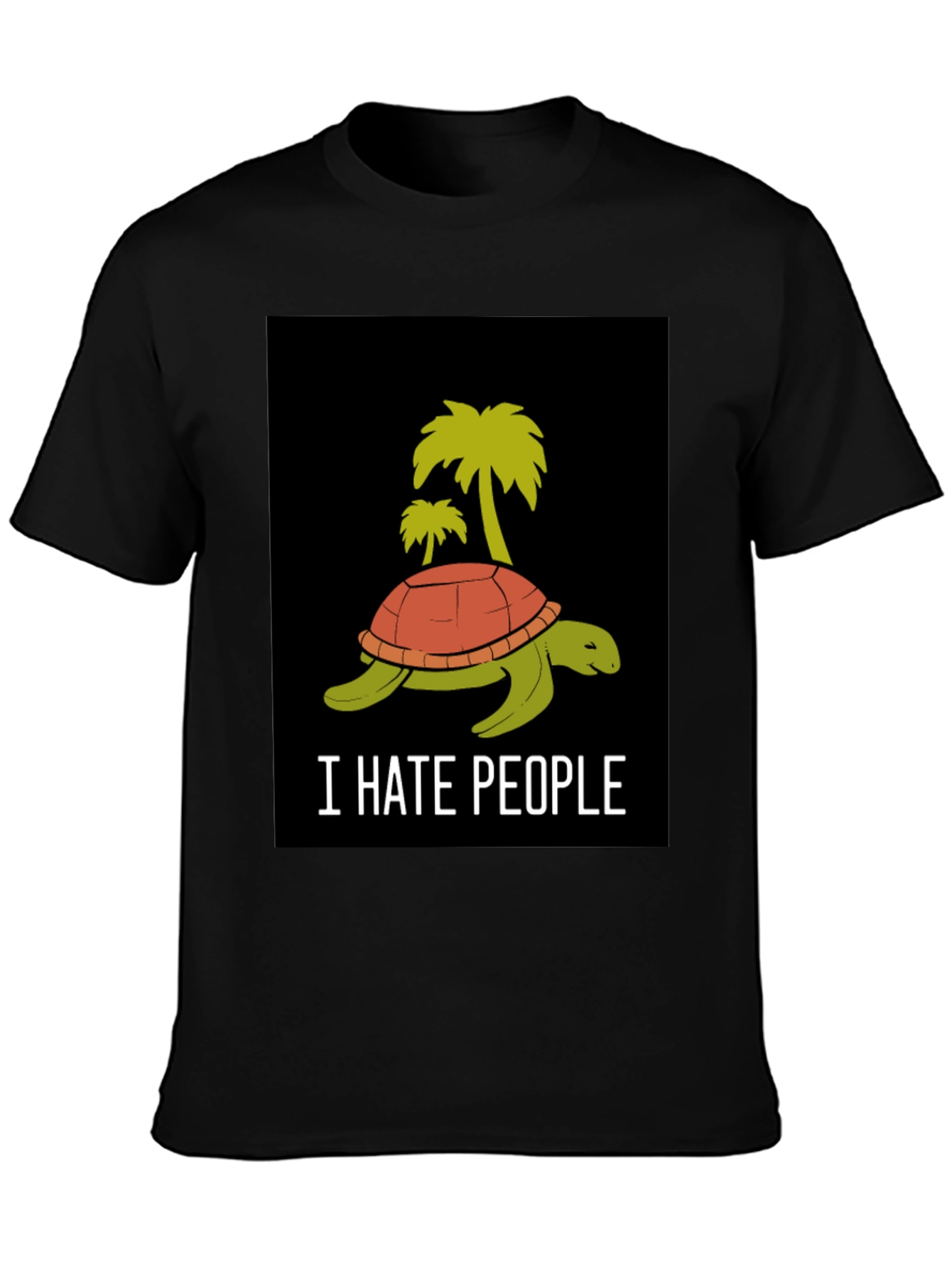 I Hate People Turtle Palm Tree Graphic T-Shirt