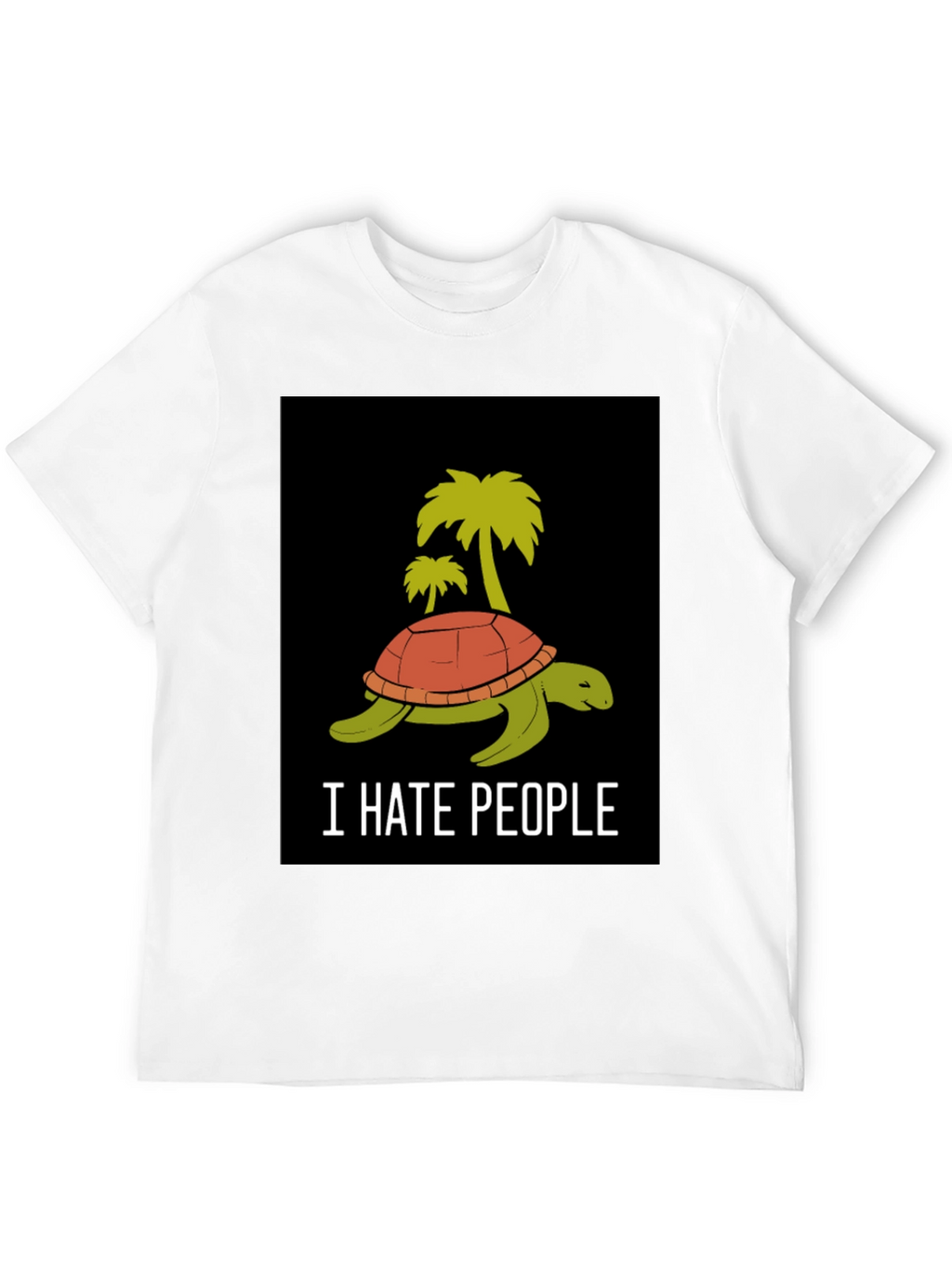 I Hate People Turtle Palm Tree Graphic T-Shirt