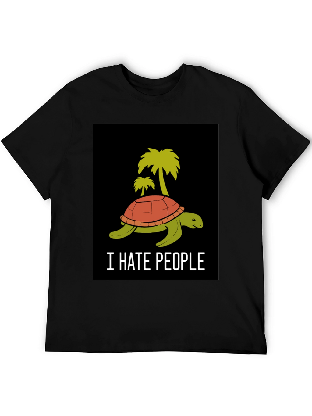 I Hate People Turtle Palm Tree Graphic T-Shirt
