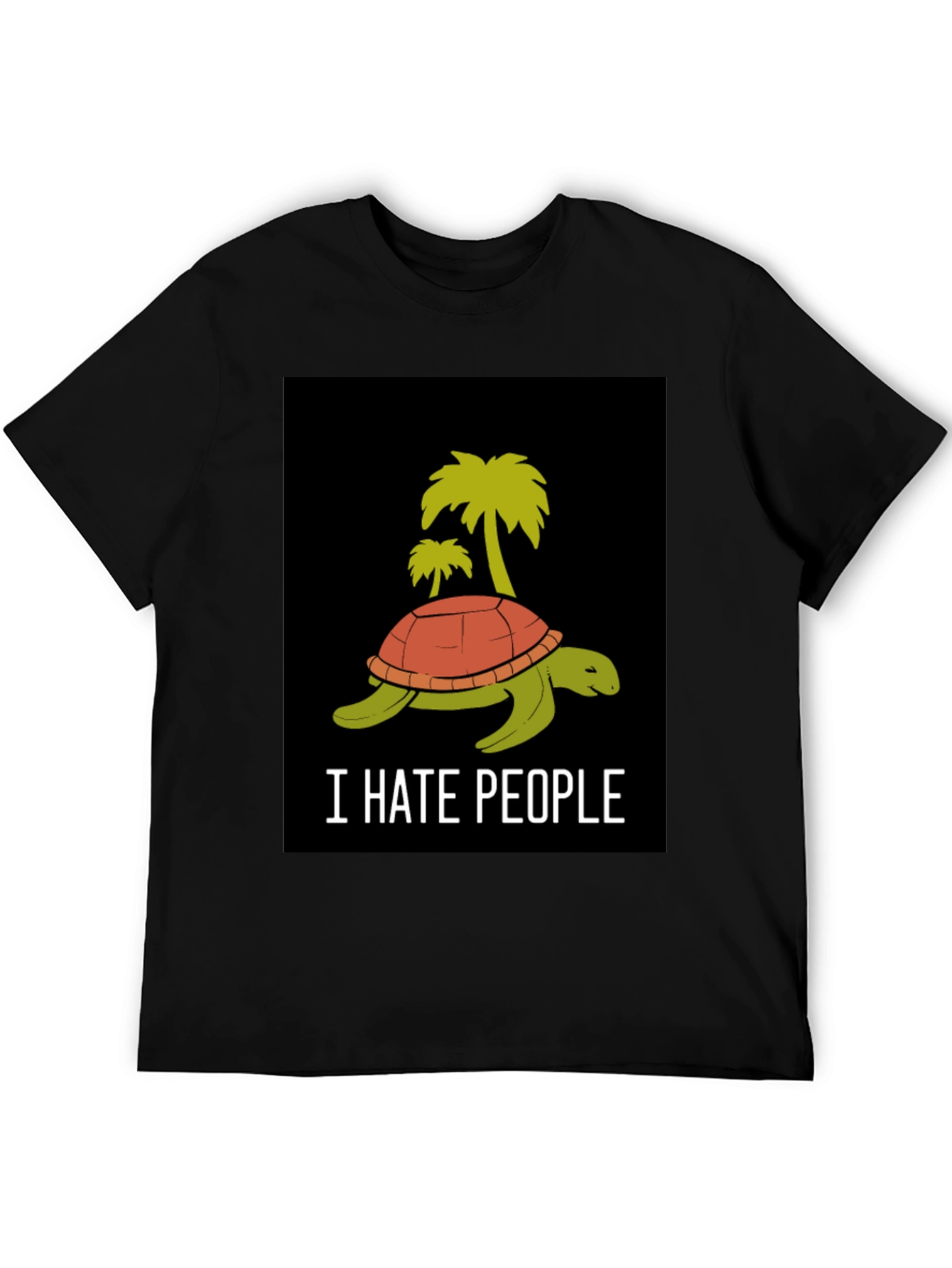I Hate People Turtle Palm Tree Graphic T-Shirt