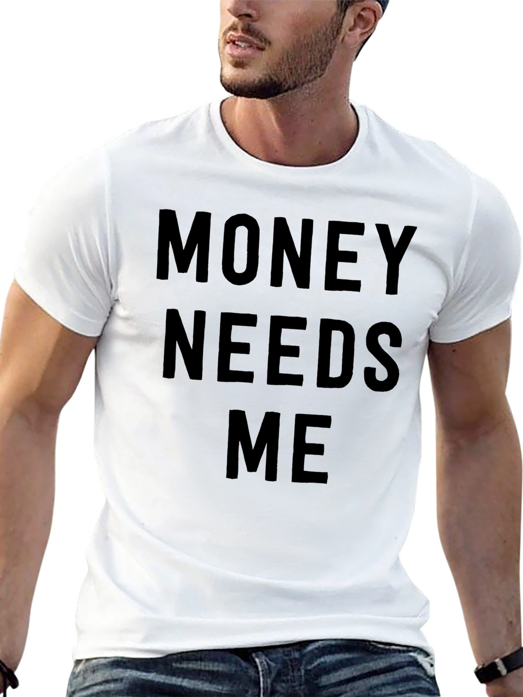 Money Needs Me Black Graphic Tee - Mens