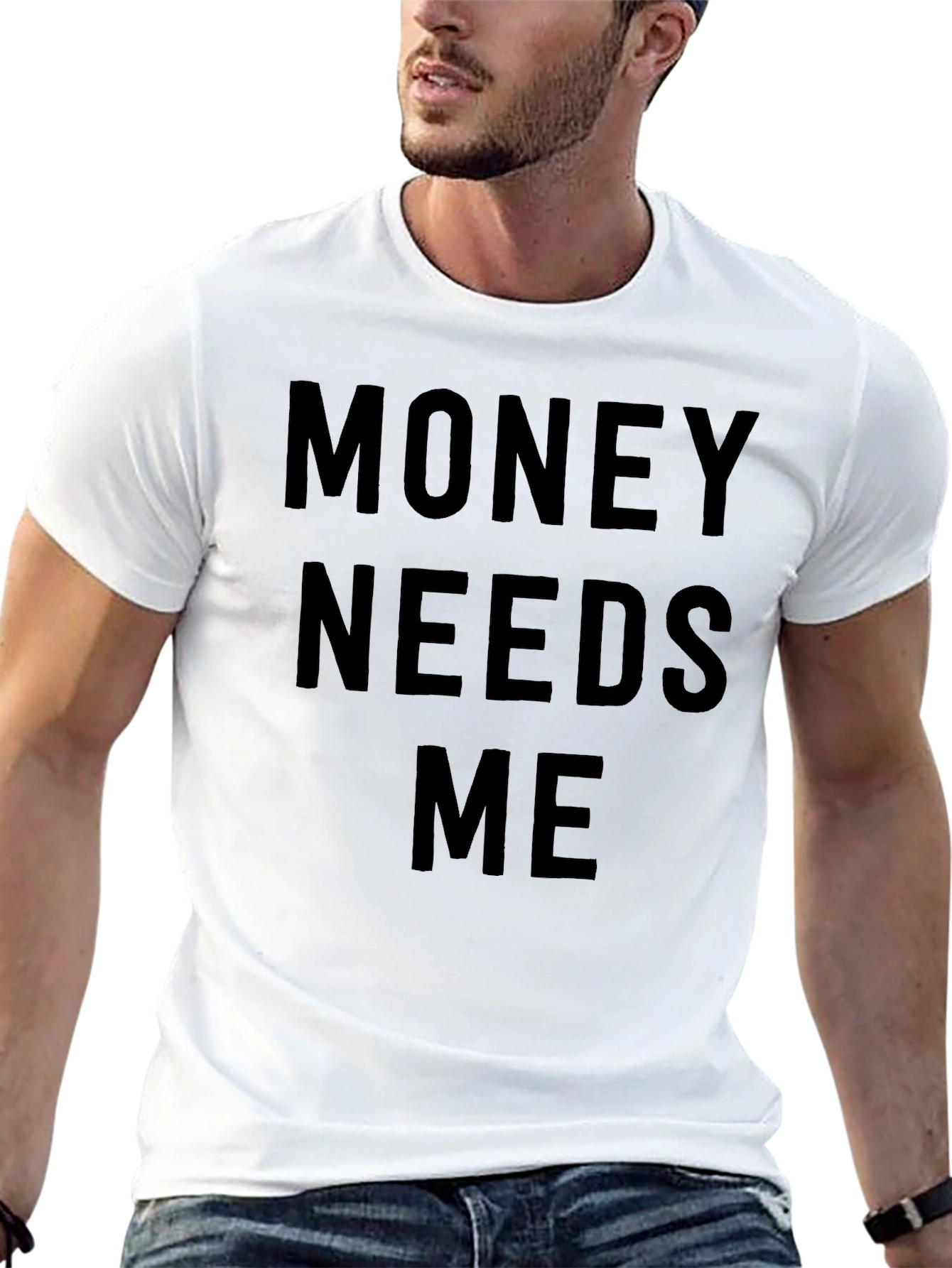 Money Needs Me Black Graphic Tee - Mens