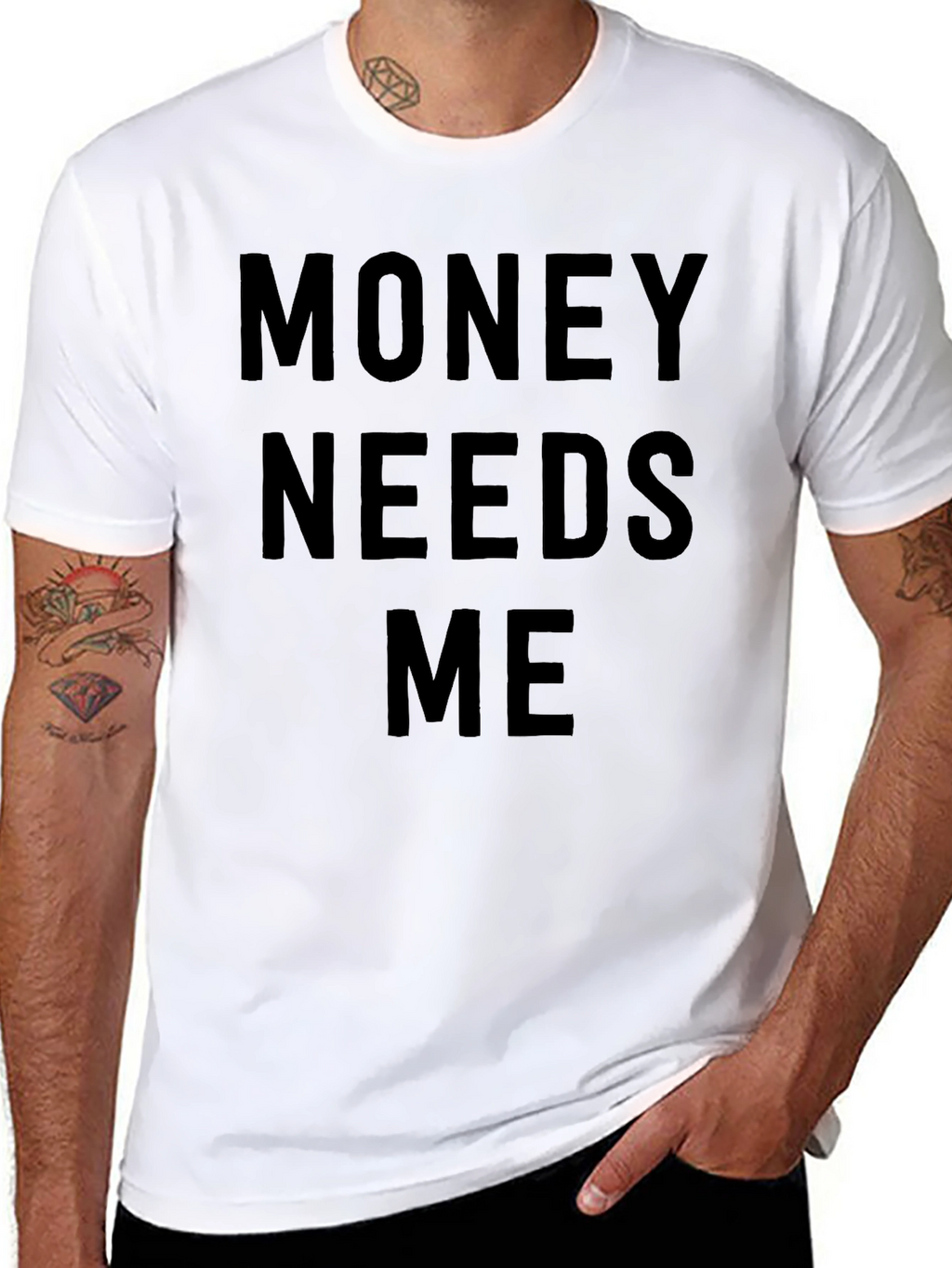 Money Needs Me Black Graphic Tee - Mens