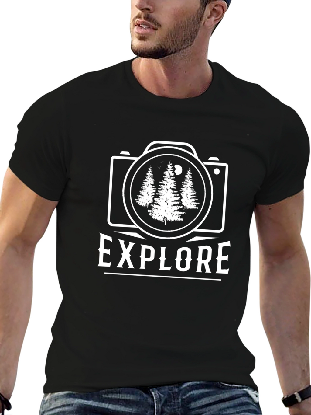 Explore Nature Camera Graphic Tee - Black