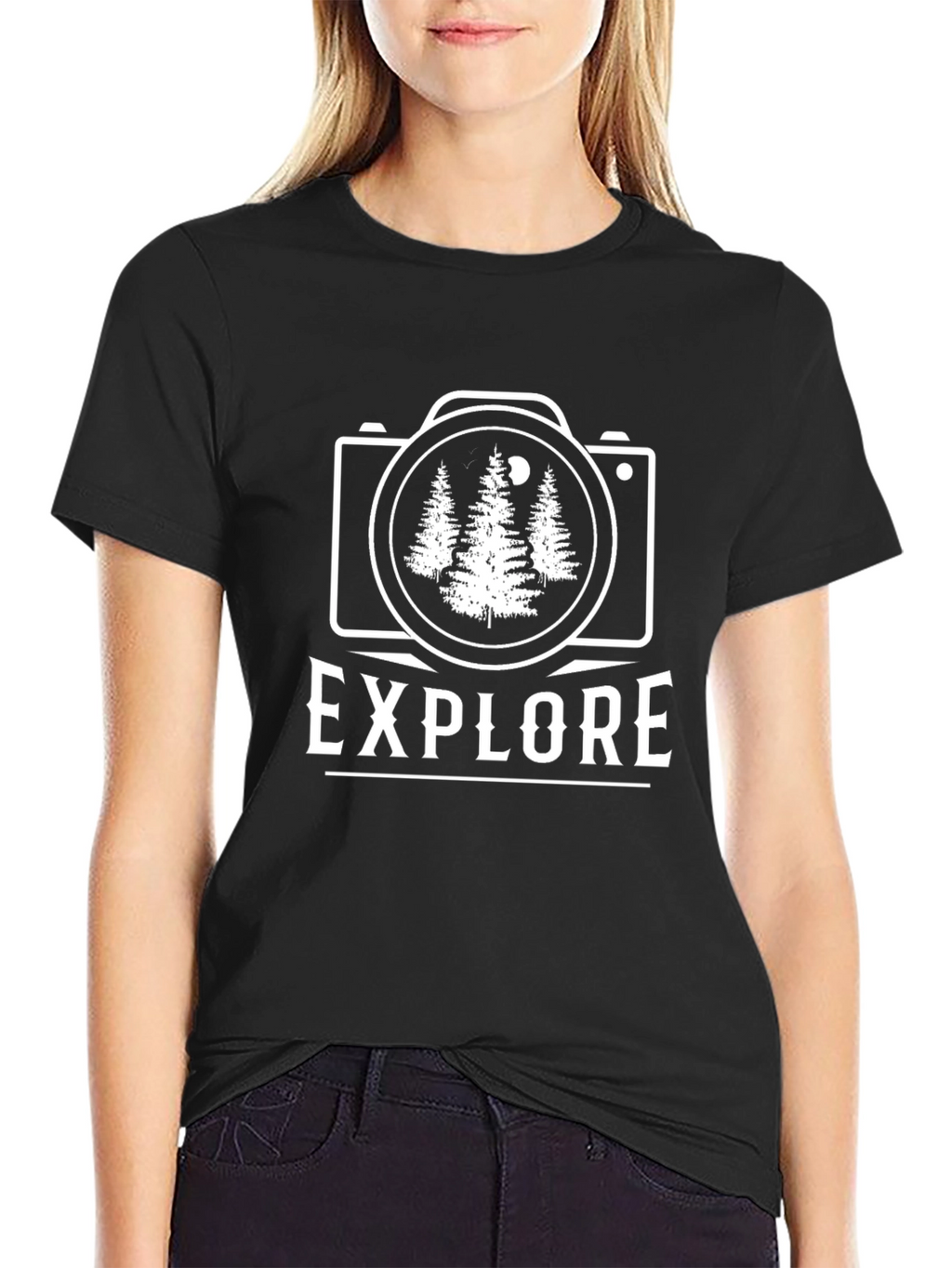 Explore Nature Camera Graphic Tee - Black