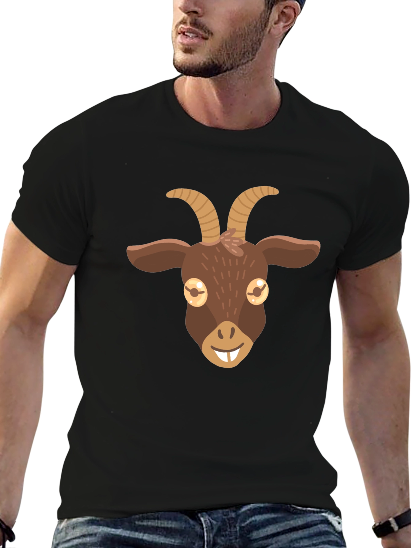 Goat Emoji Graphic Tee - Black T-Shirt