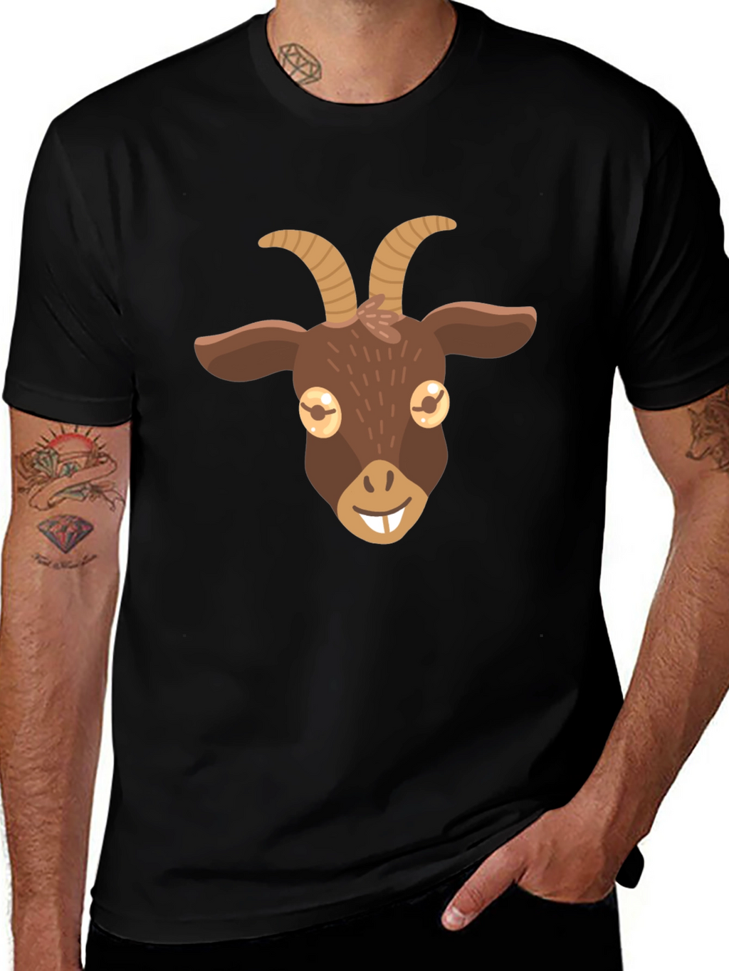 Goat Emoji Graphic Tee - Black T-Shirt