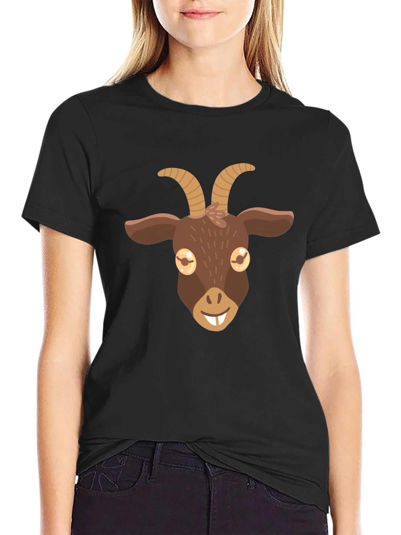 Goat Emoji Graphic Tee - Black T-Shirt