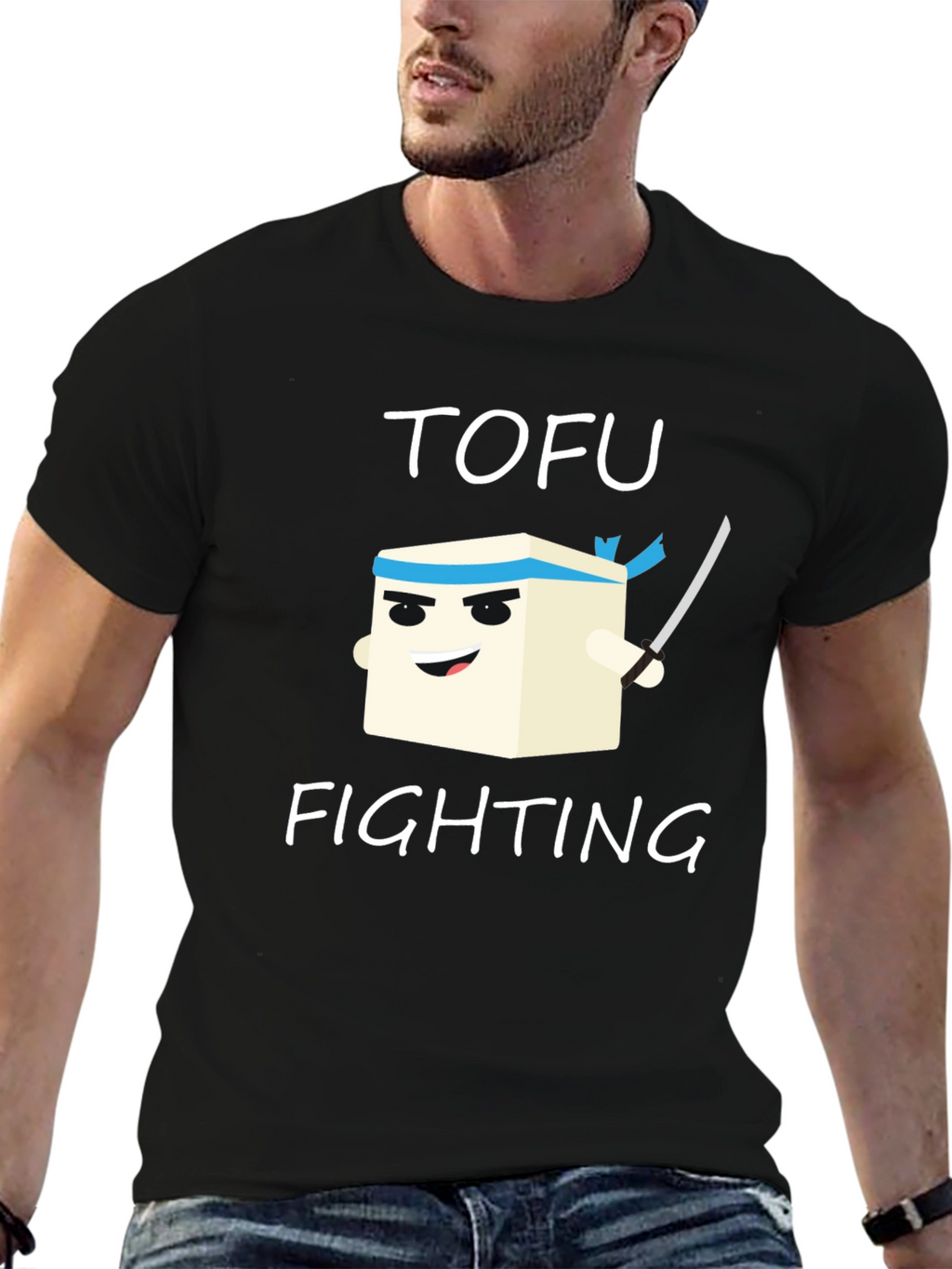 Tofu Fighting T-Shirt - Black Graphic Tee