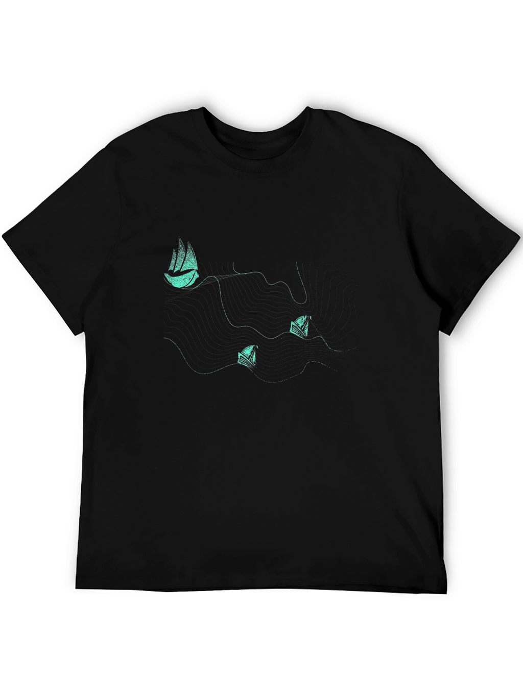 Minimalist Boat Graphic Tee - Black