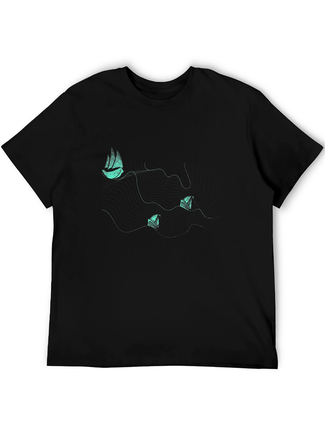 Minimalist Boat Graphic Tee - Black