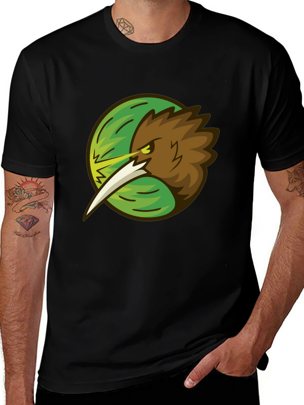 Kiwi Bird Graphic Tee - Stylish Black T-Shirt