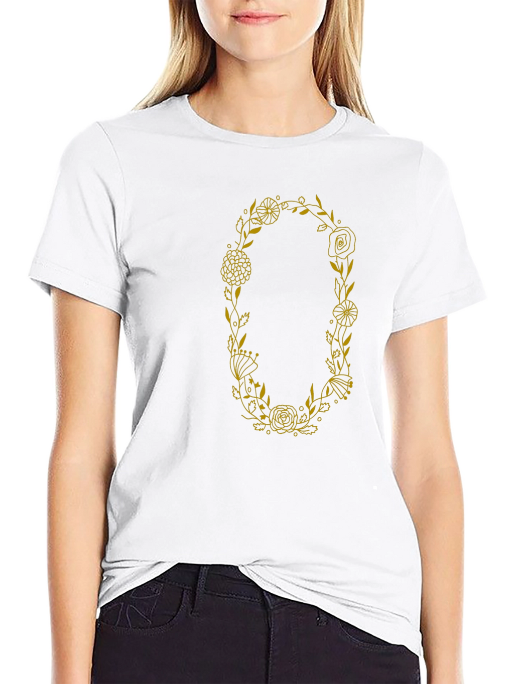 Floral Wreath Graphic Tee - Black