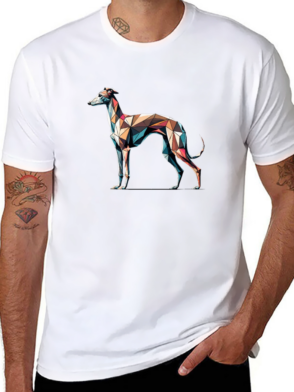 Geometric Greyhound T-Shirt - Modern Art Tee
