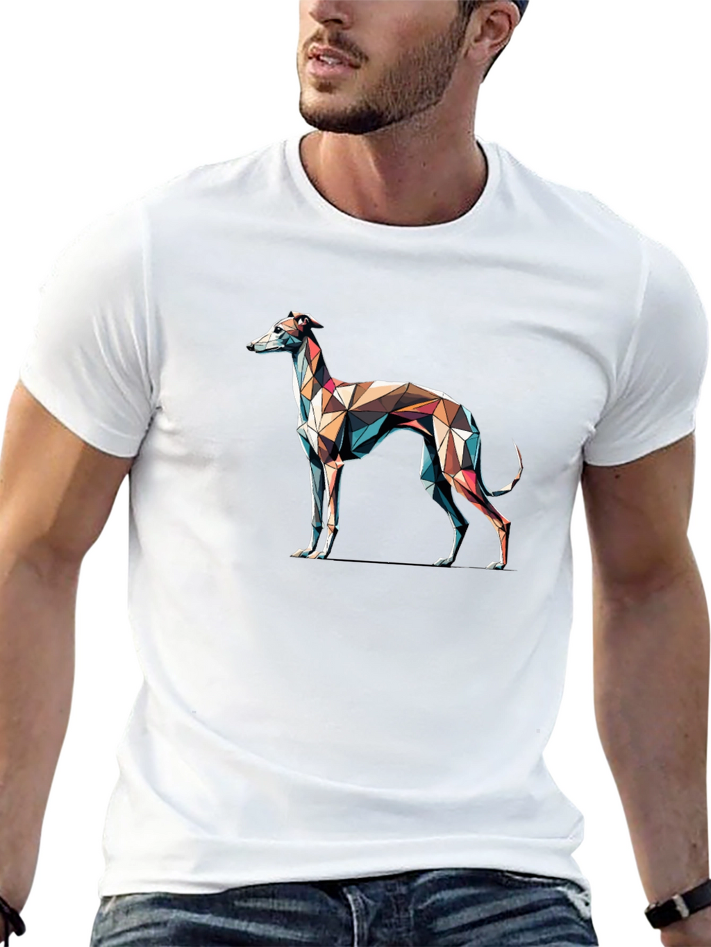 Geometric Greyhound T-Shirt - Modern Art Tee