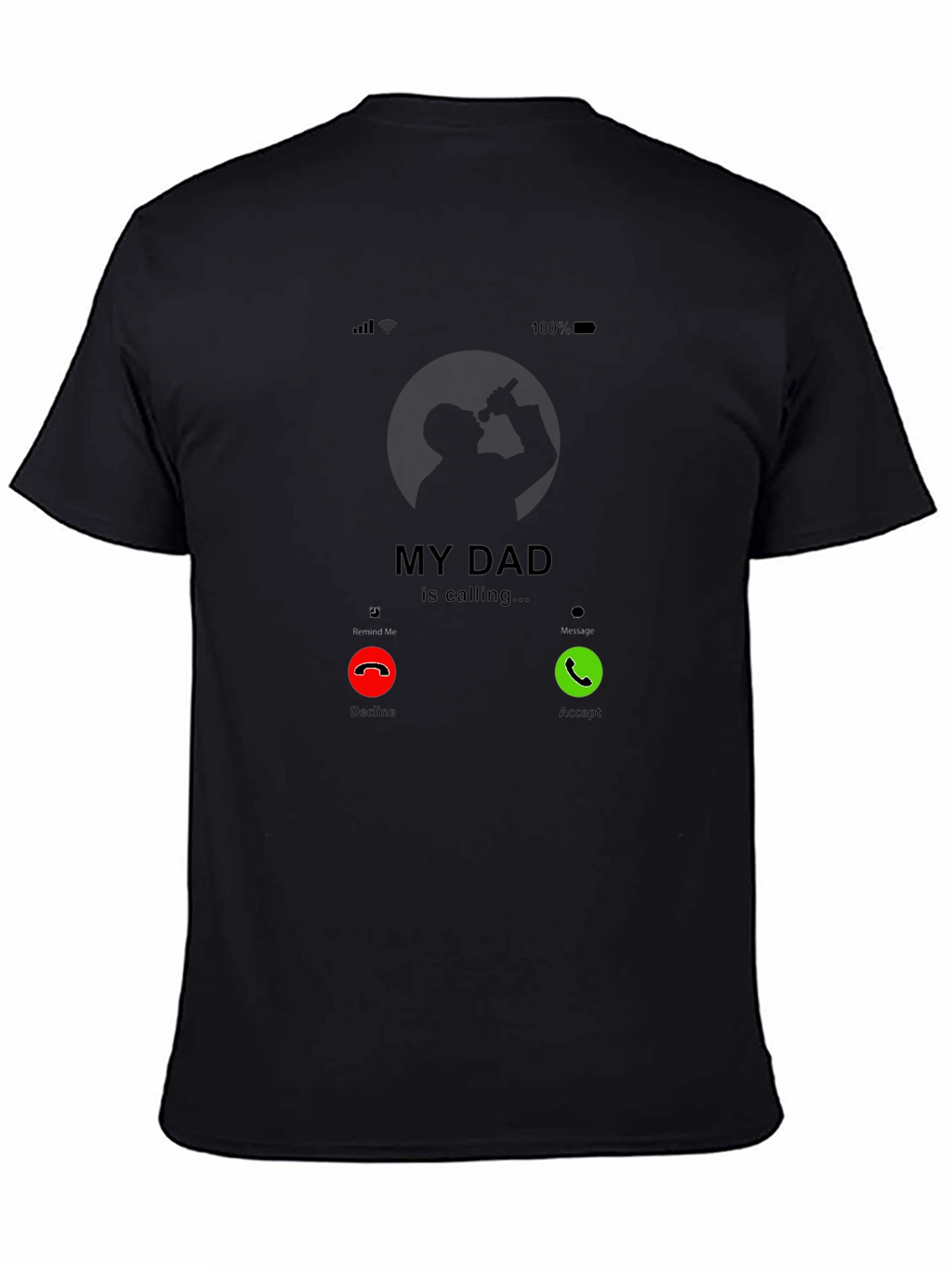 My Dad is Calling Graphic Tee - Black