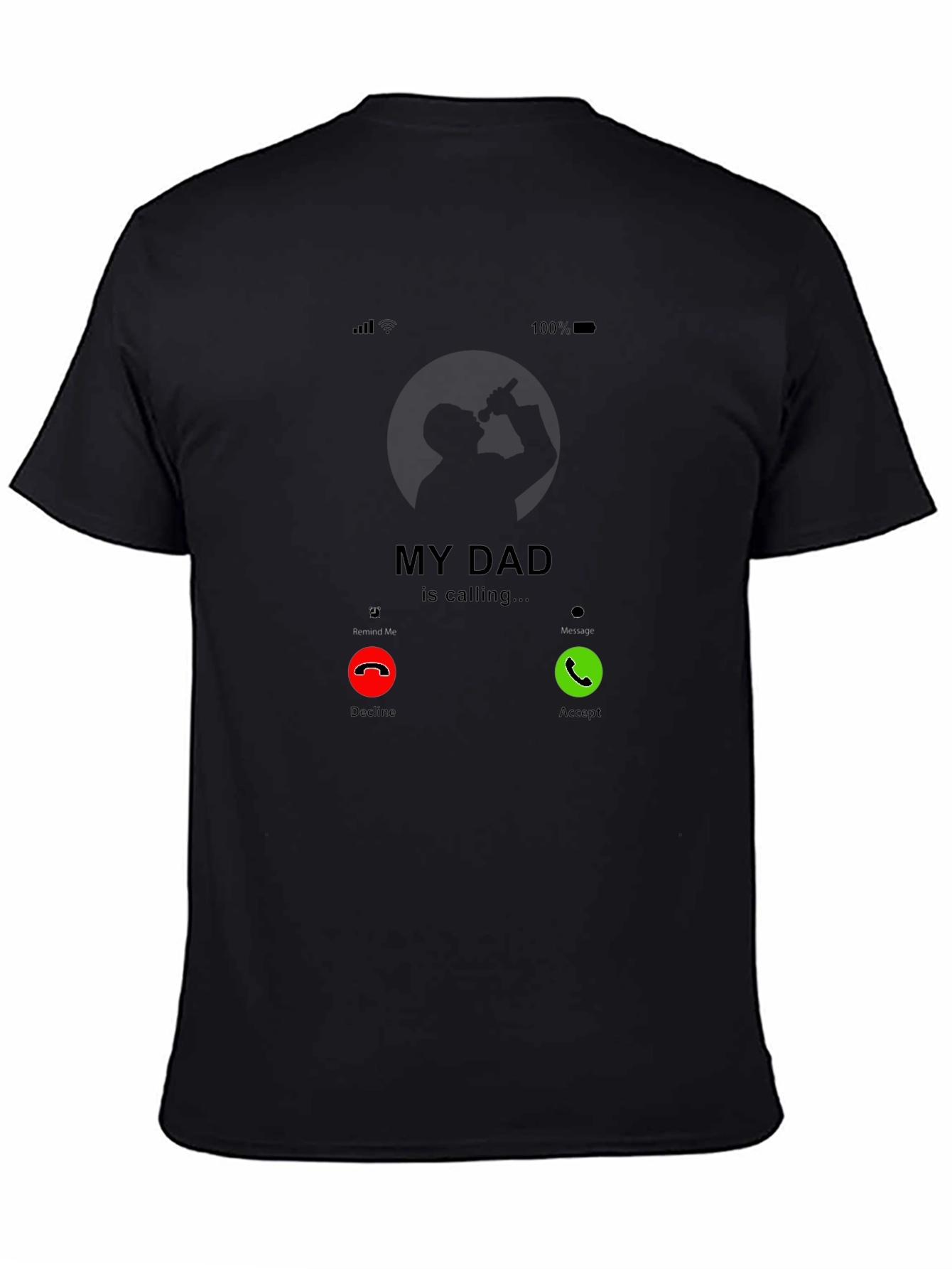 My Dad is Calling Graphic Tee - Black