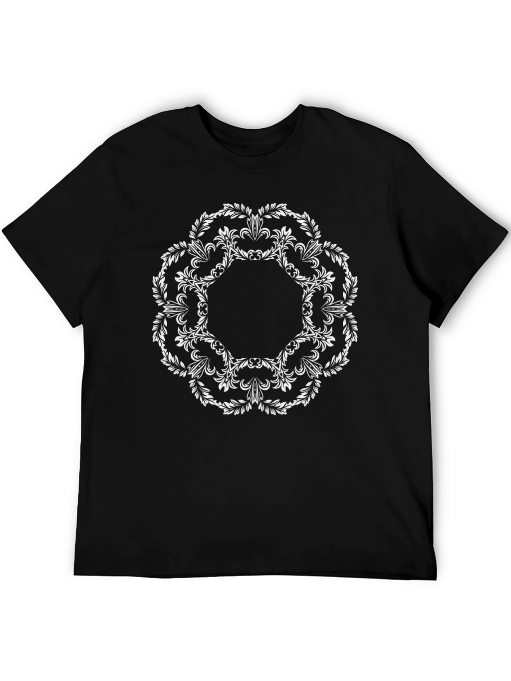 Floral Mandala Graphic Black Tee