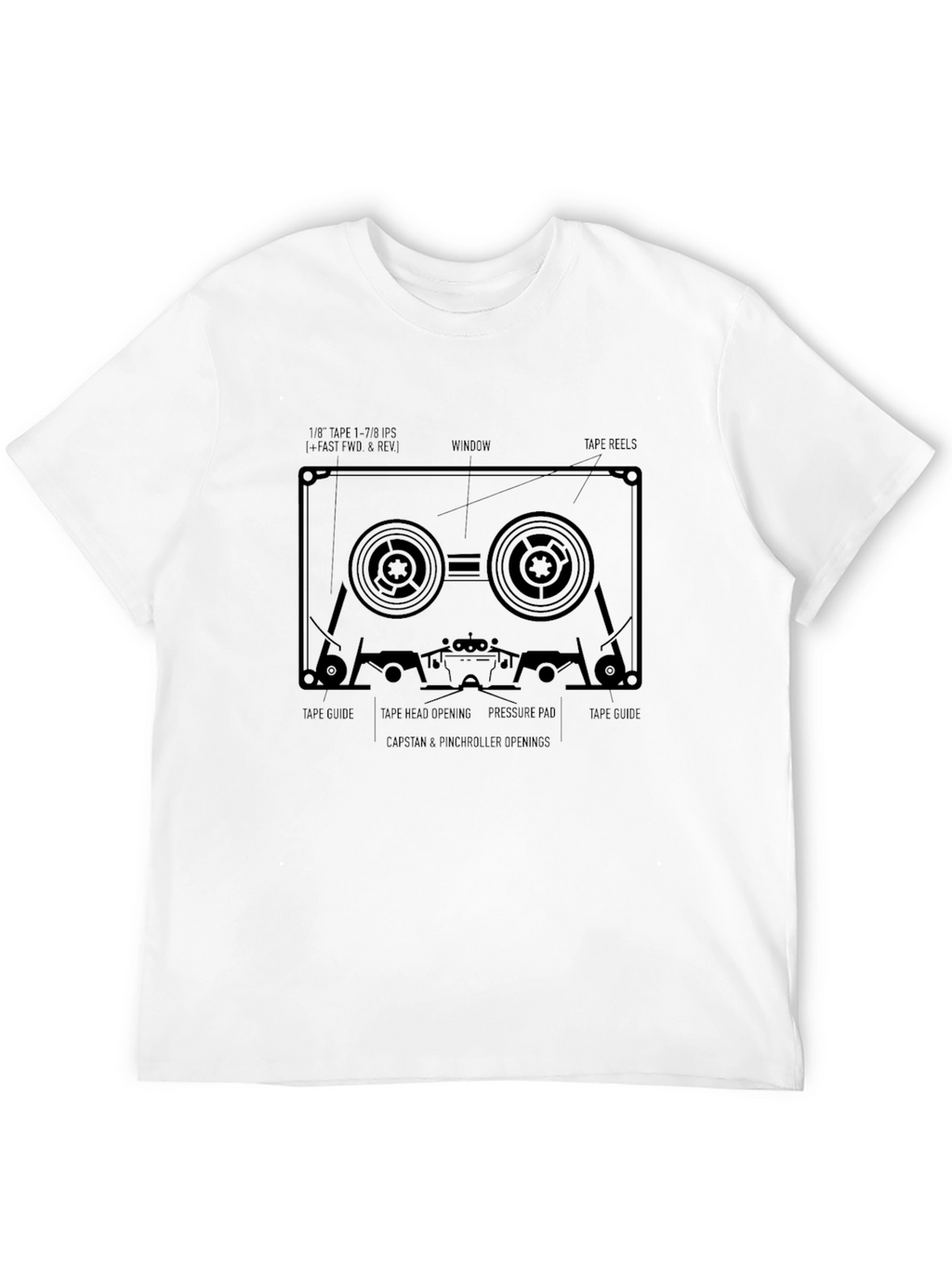 Cassette Tape Blueprint T-Shirt - Retro Audio Design