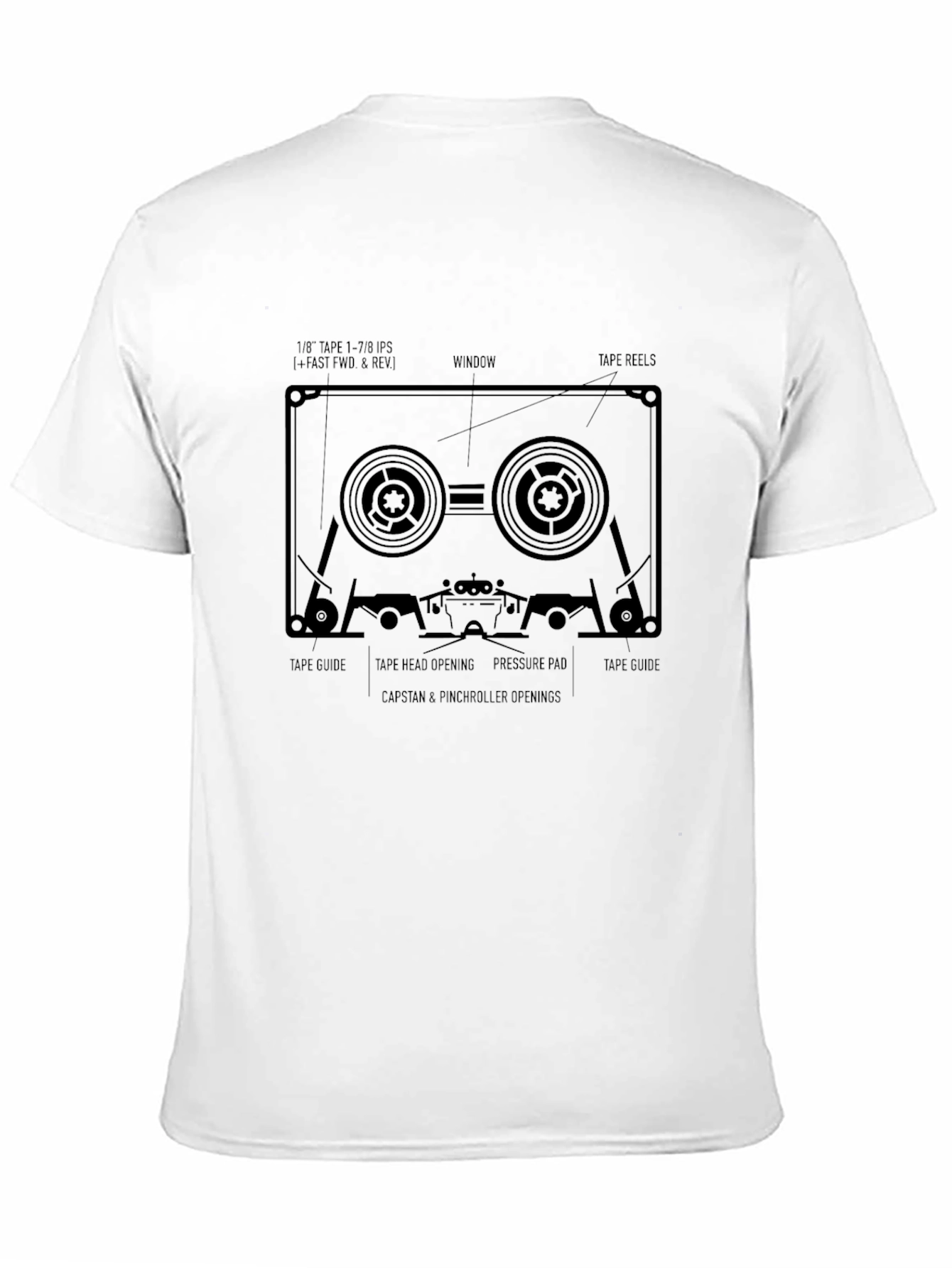 Cassette Tape Blueprint T-Shirt - Retro Audio Design