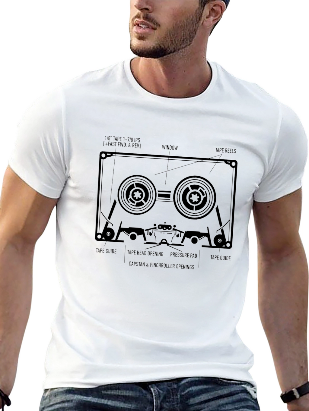 Cassette Tape Blueprint T-Shirt - Retro Audio Design