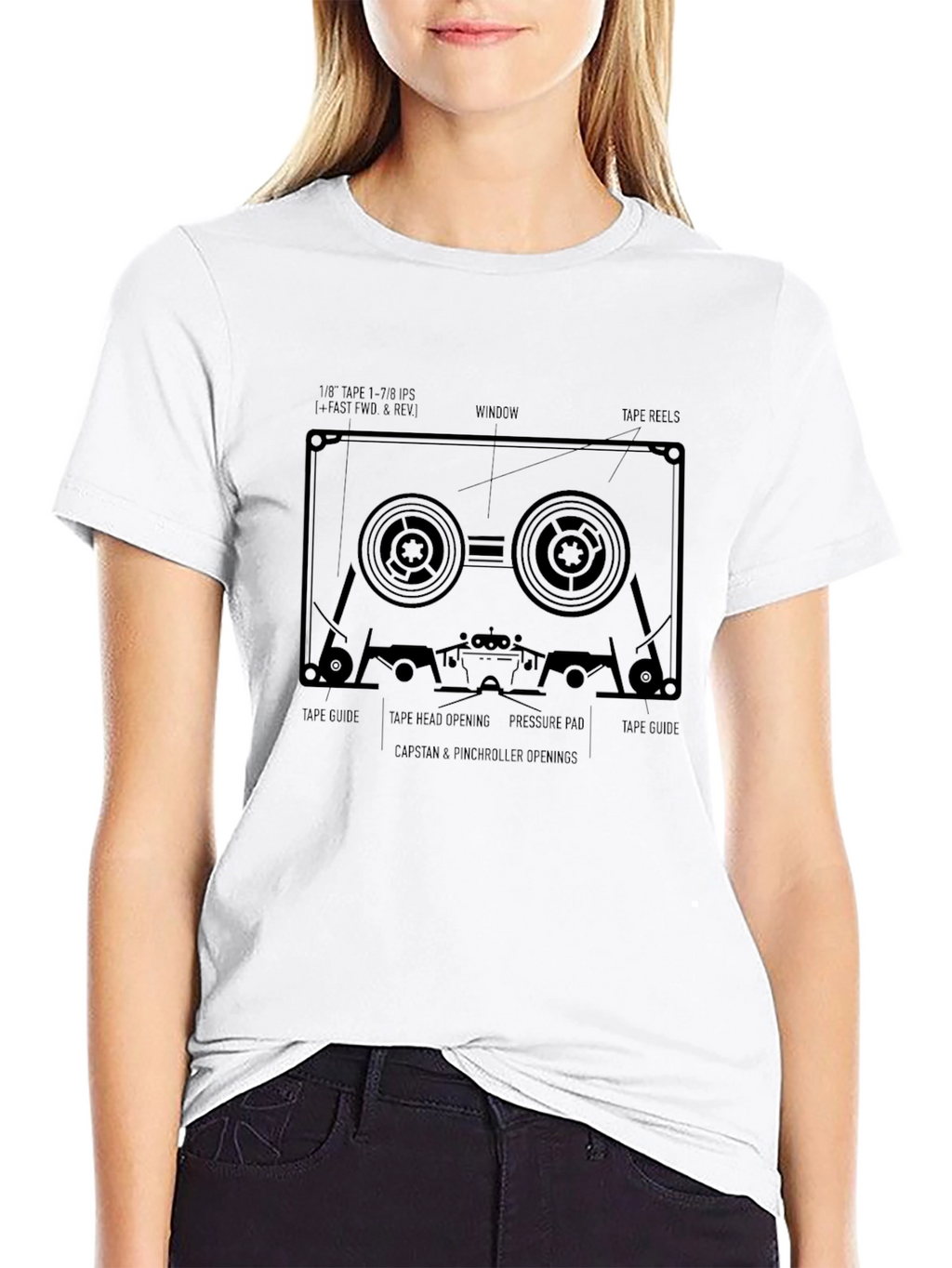 Cassette Tape Blueprint T-Shirt - Retro Audio Design
