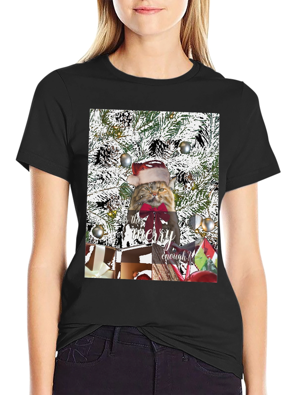 Festive Feline Christmas T-Shirt