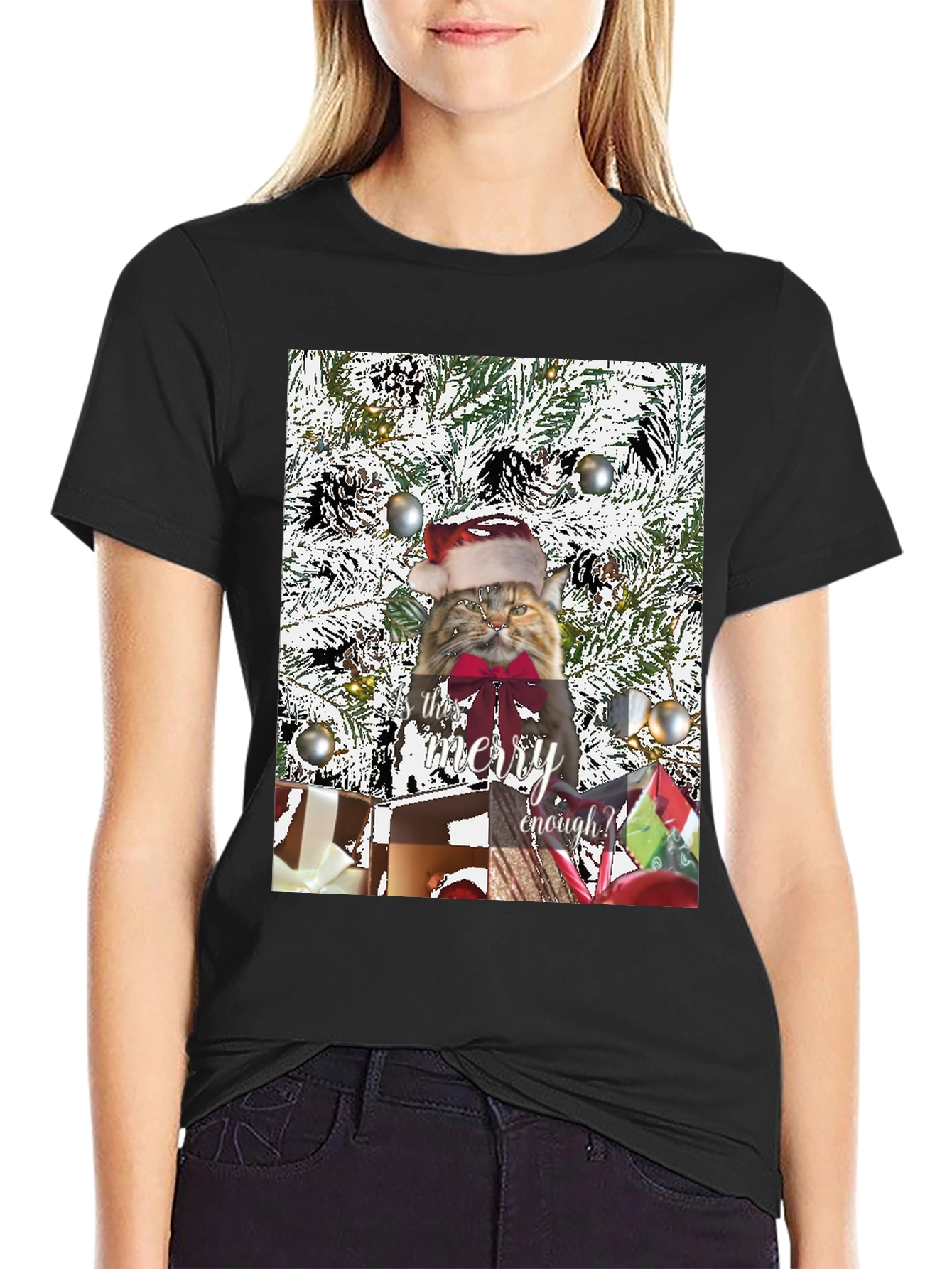 Festive Feline Christmas T-Shirt