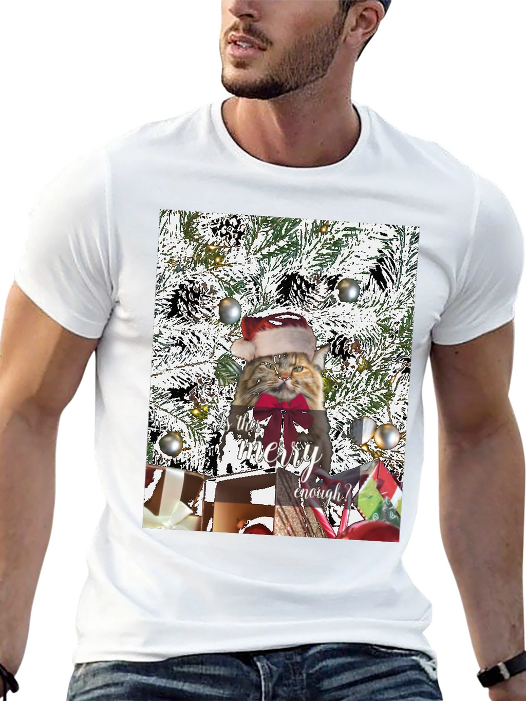 Festive Feline Christmas T-Shirt