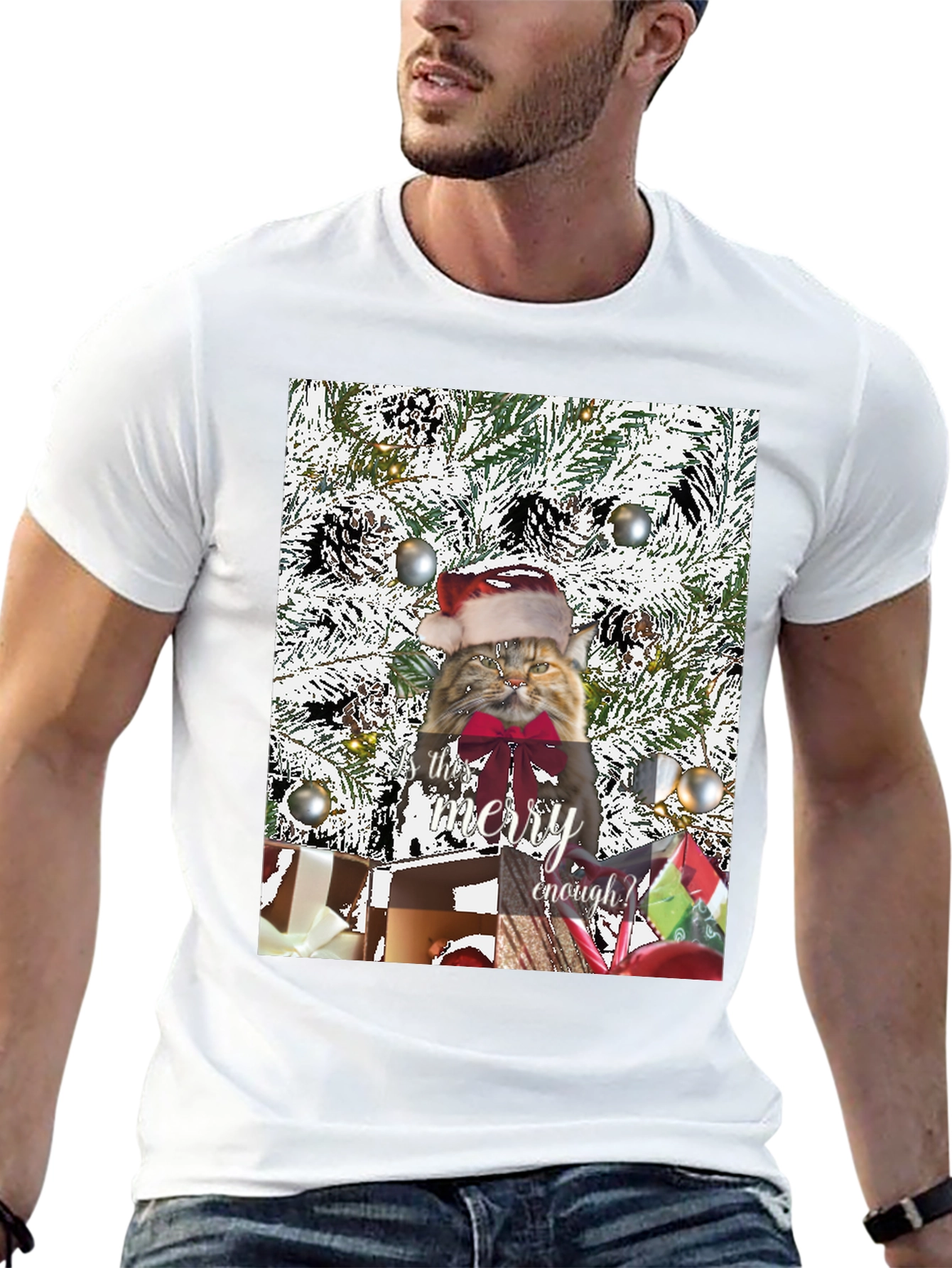 Festive Feline Christmas T-Shirt