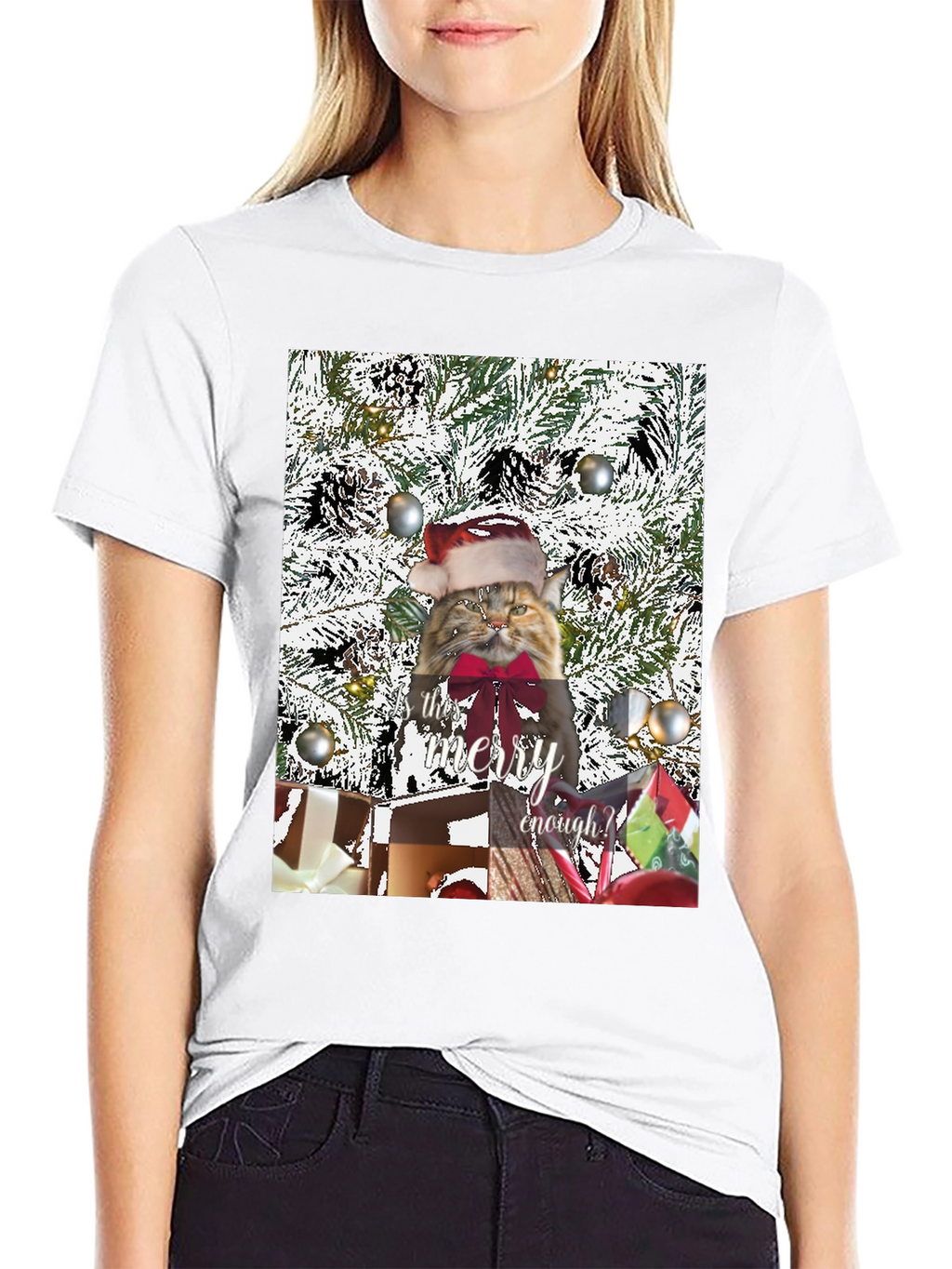 Festive Feline Christmas T-Shirt