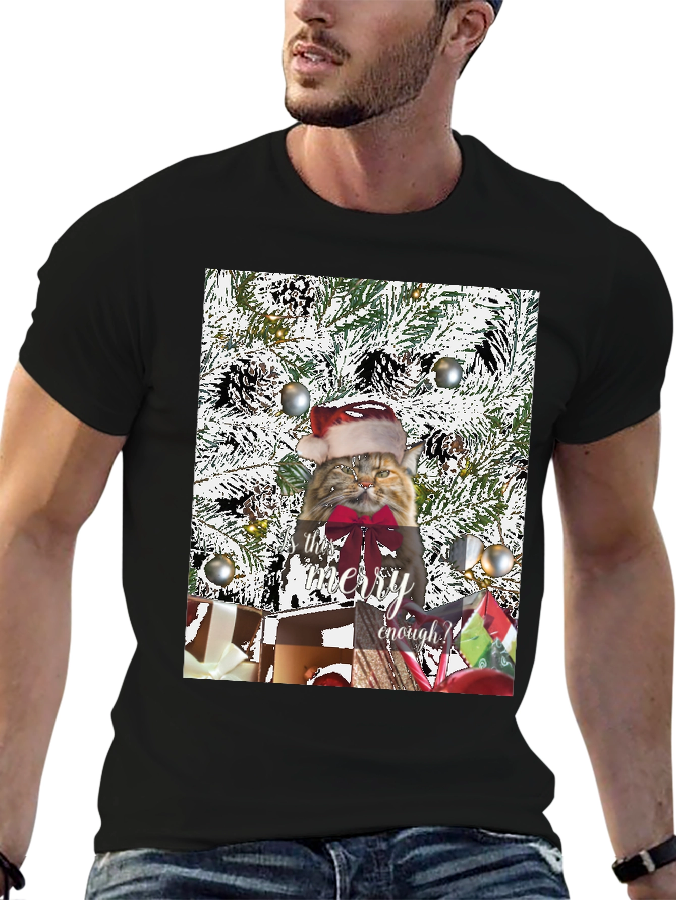 Festive Feline Christmas T-Shirt