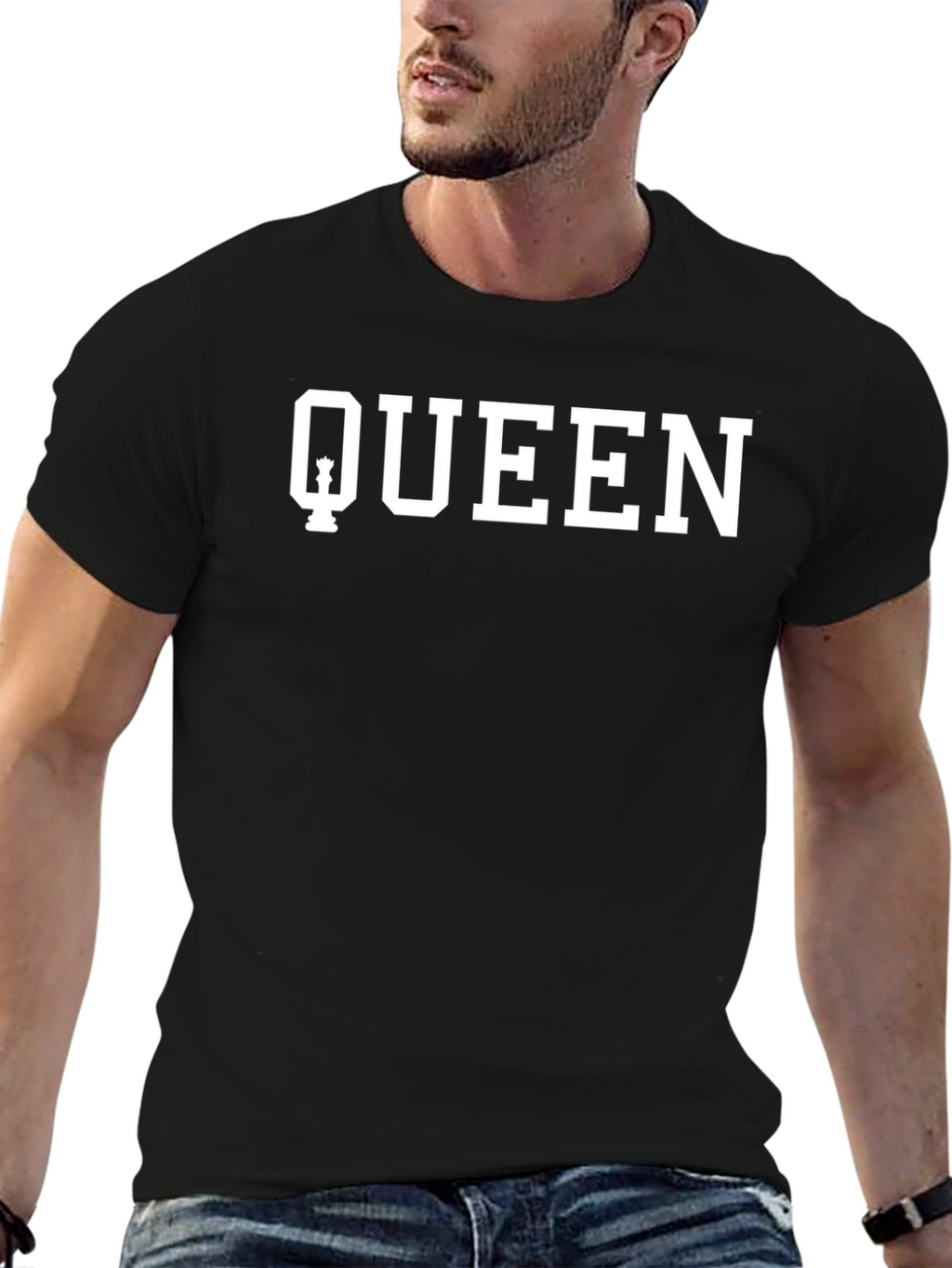 Queen Chess Piece Graphic Black T-Shirt
