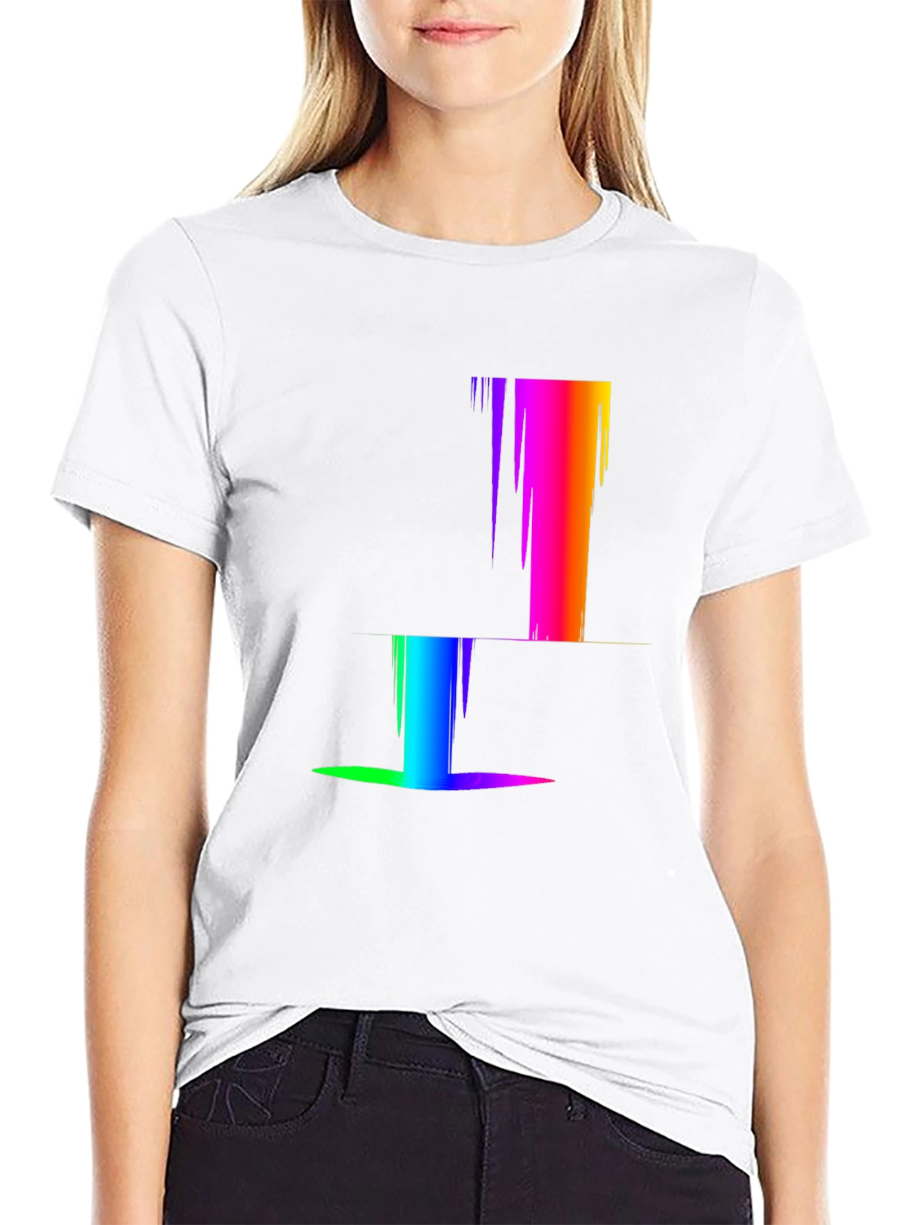 Rainbow Pixel Glitch T-Shirt - Modern Abstract Design