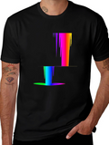 Rainbow Pixel Glitch T-Shirt - Modern Abstract Design