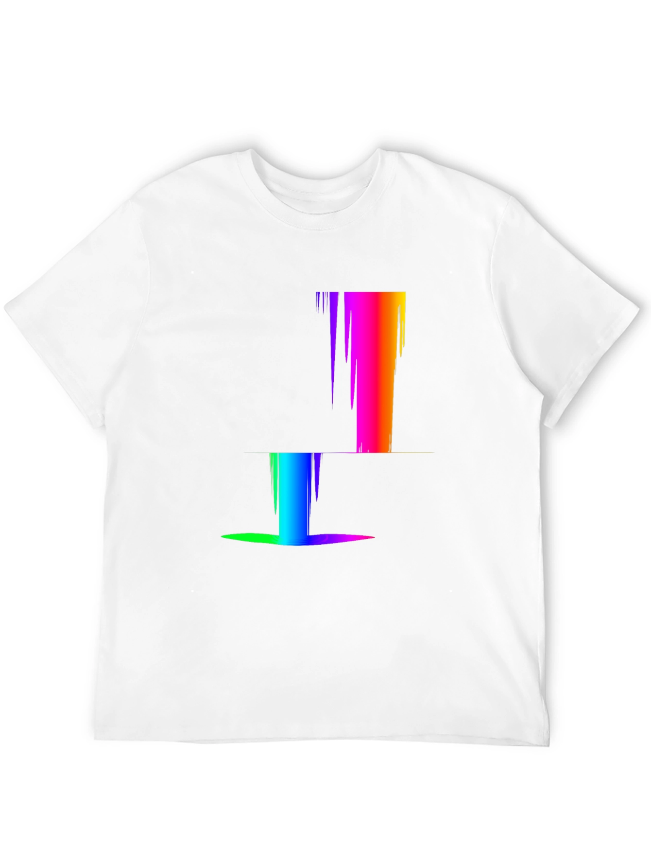 Rainbow Pixel Glitch T-Shirt - Modern Abstract Design