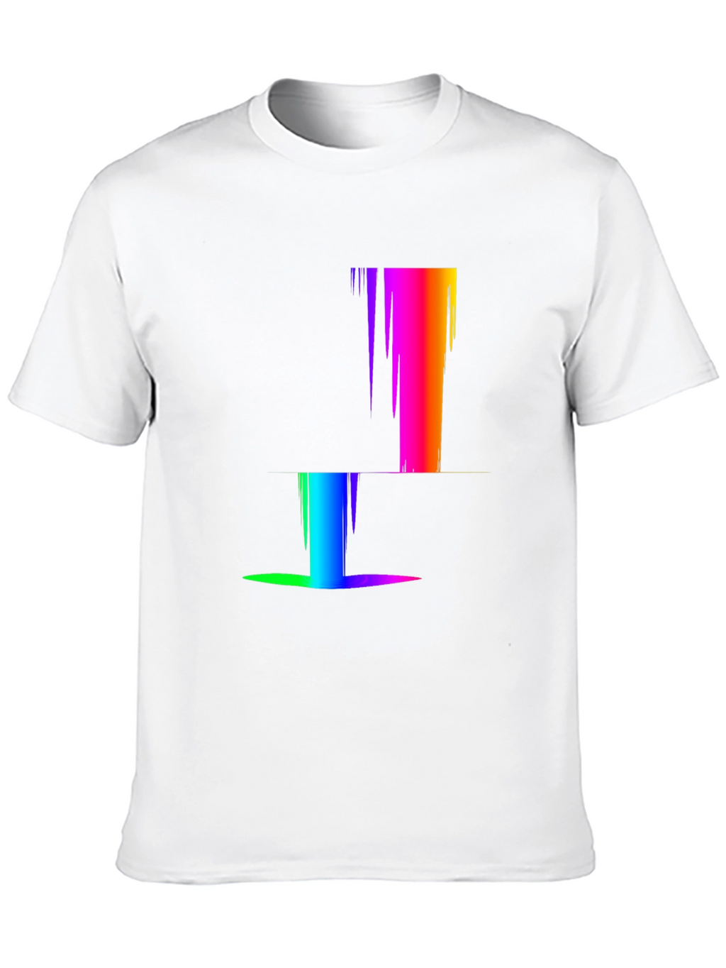 Rainbow Pixel Glitch T-Shirt - Modern Abstract Design