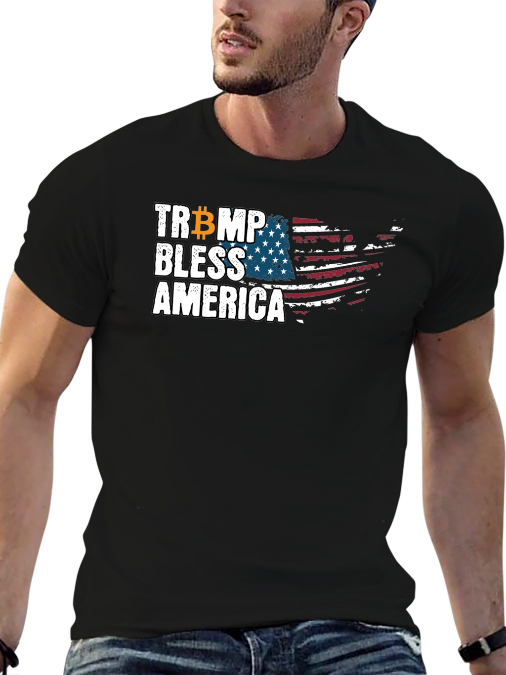 Trump Bitcoin Bless America Graphic Tee