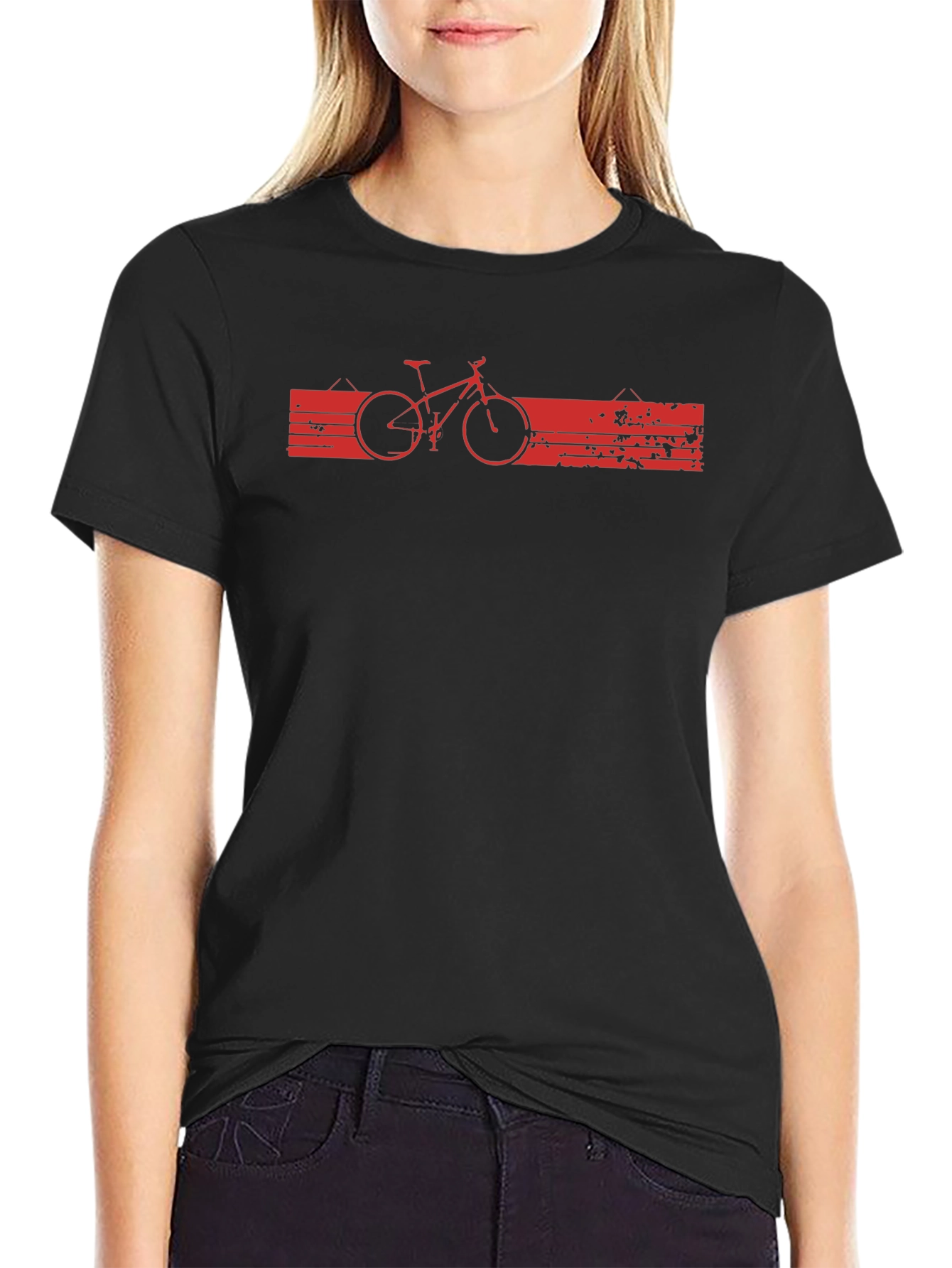 Mountain Bike Graphic Tee - Black Cotton Casual Shirt