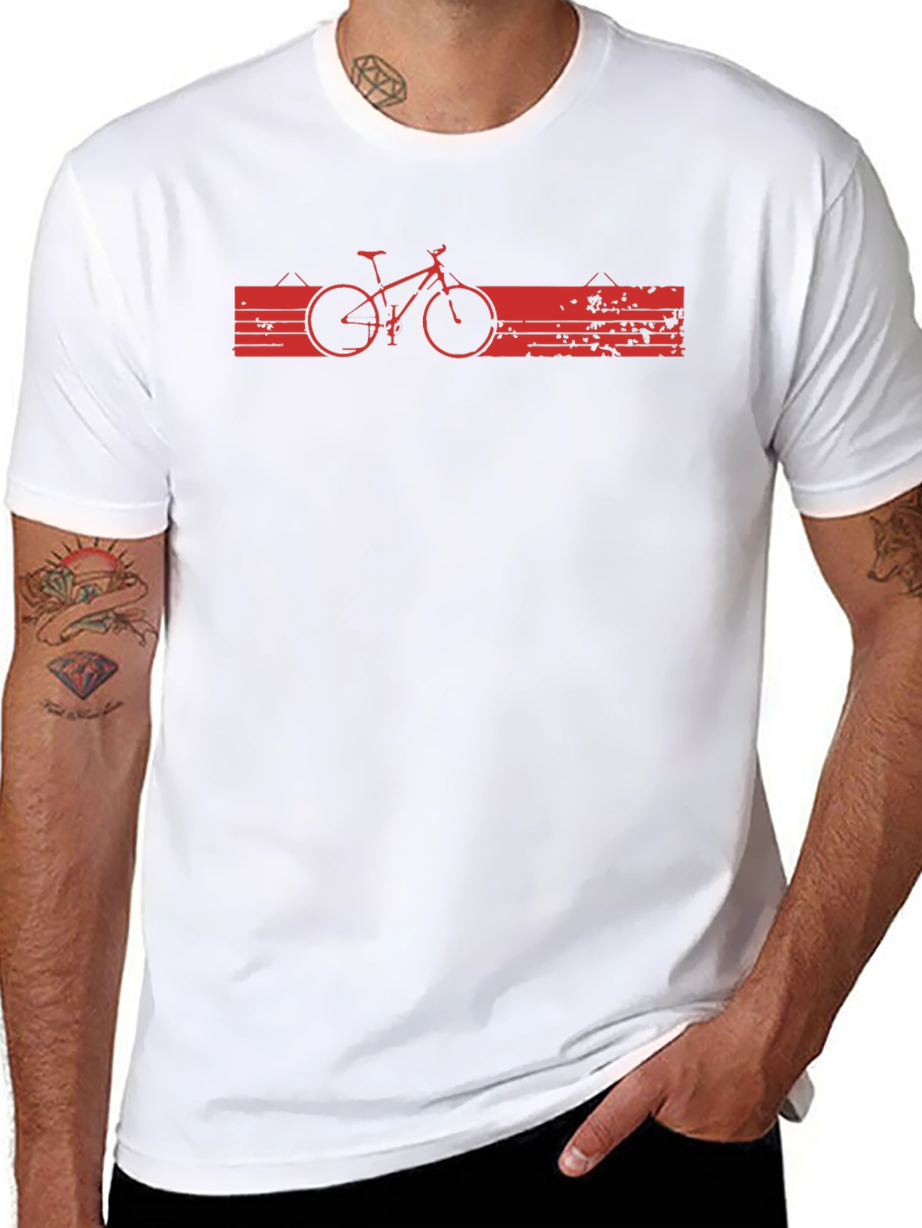 Mountain Bike Graphic Tee - Black Cotton Casual Shirt