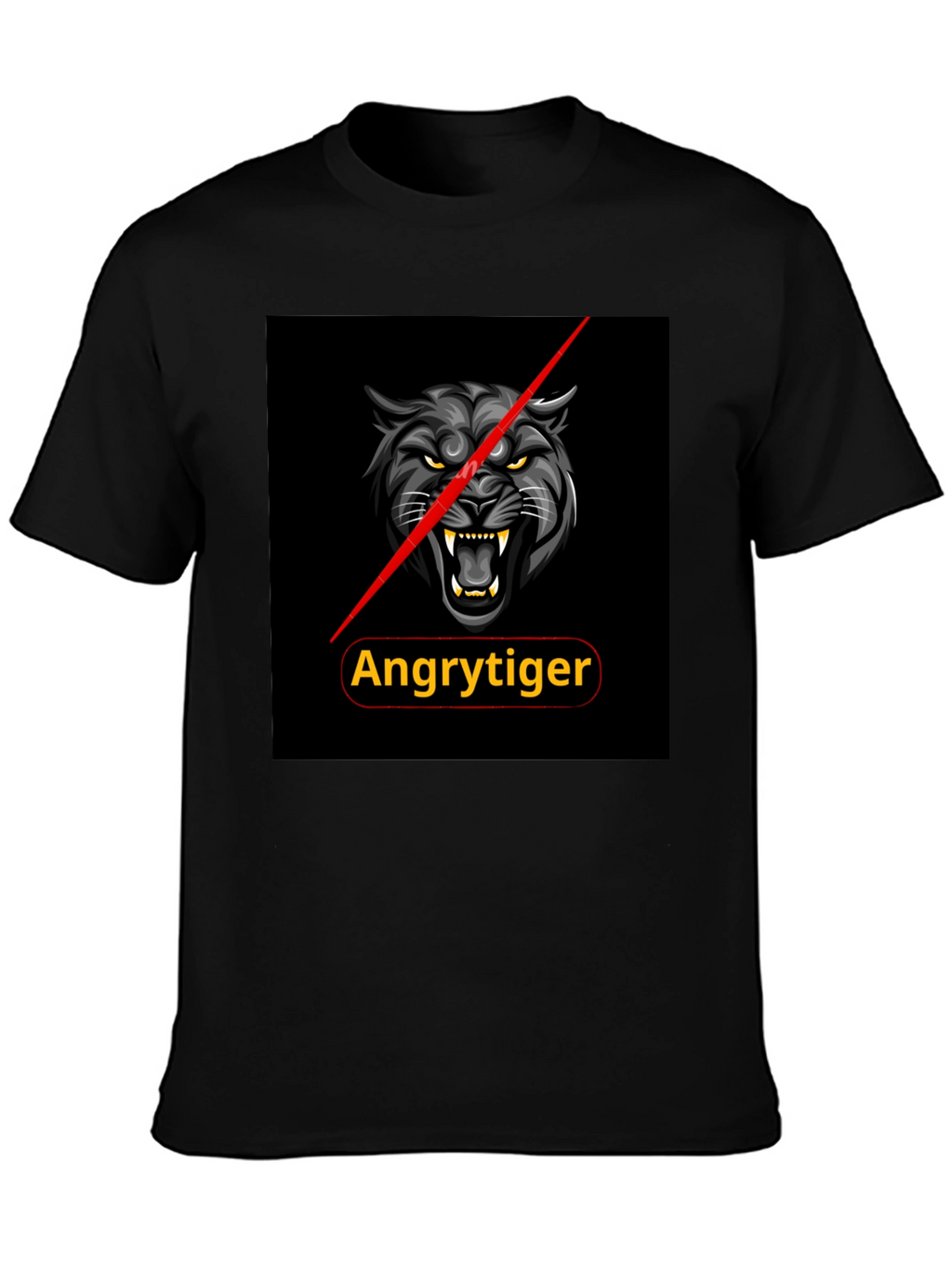 Angry Tiger Graphic Tee - Black Cotton T-Shirt