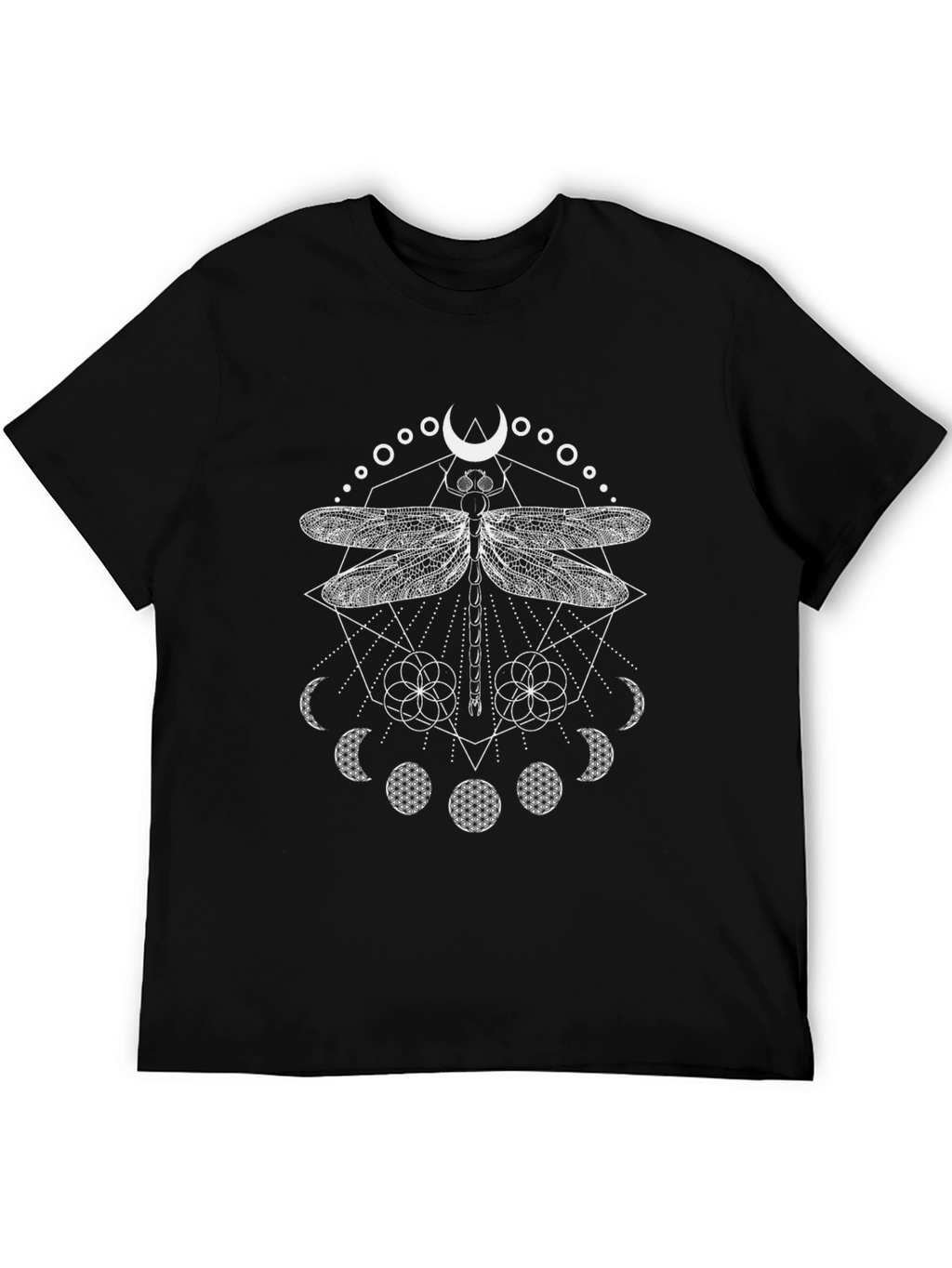 Dragonfly Moon Phase Graphic Tee - Black